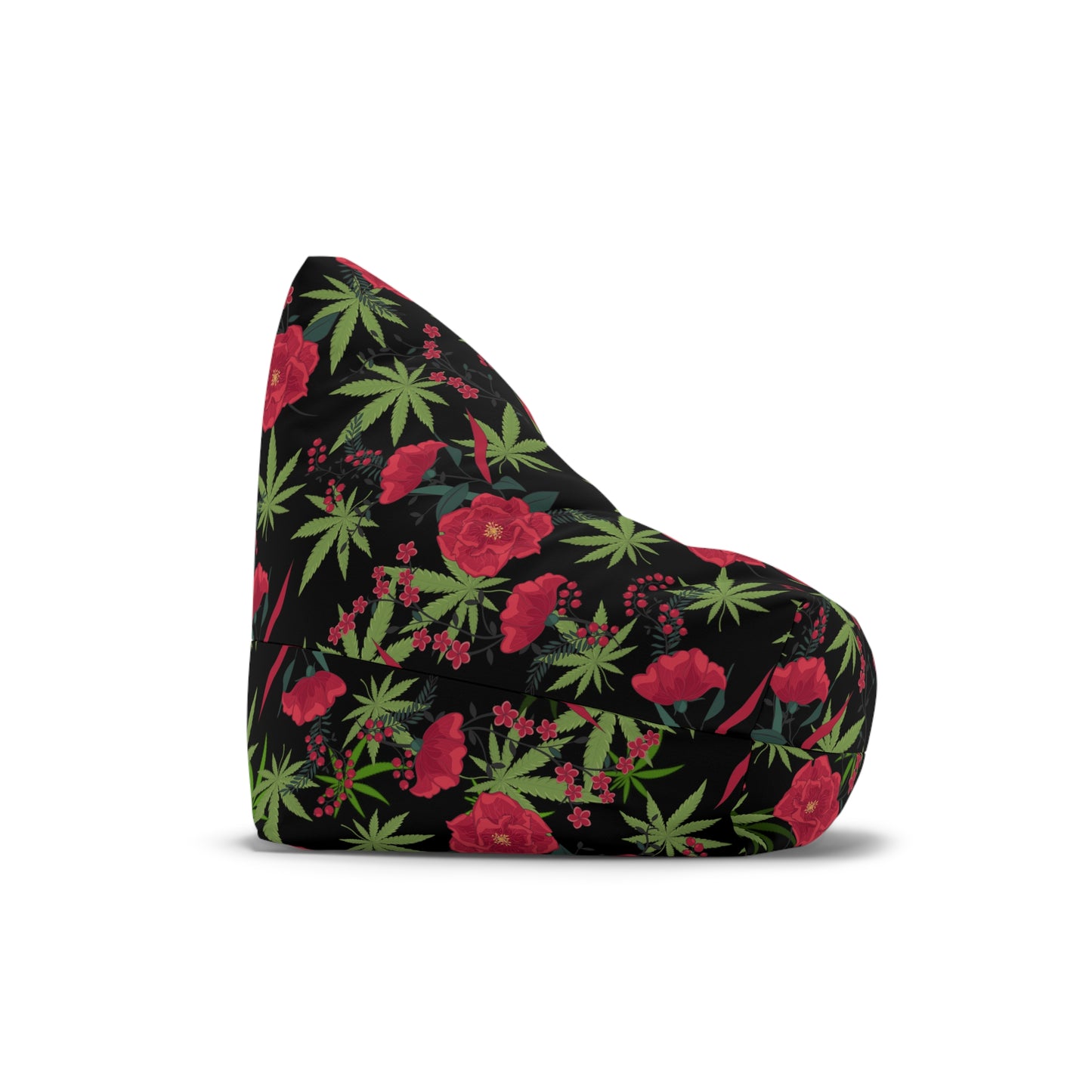 Black roses and cannabis 420 Bean Bag Chair Cover for high end stoner decor, cover only!