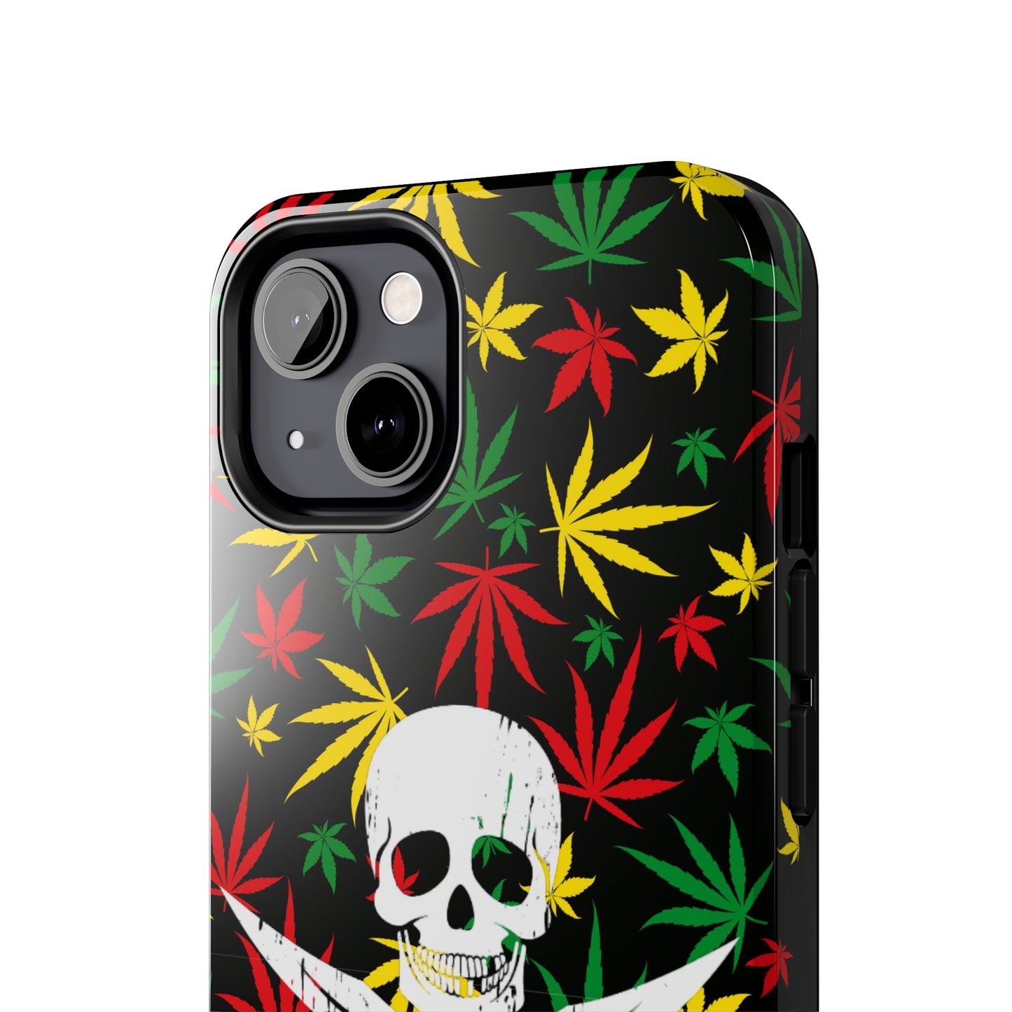 420 skull & crossbones tough phone case cannabis and jolly roger red gold and green weed skull phone case 420 gift for stoner pirates