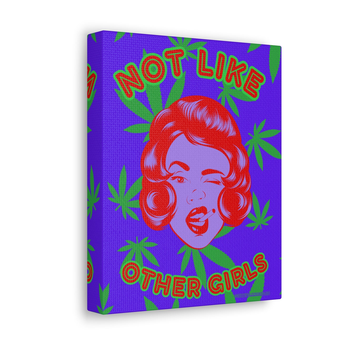 Cannabis pop art marijuana girl retro wall art Gallery Wraps