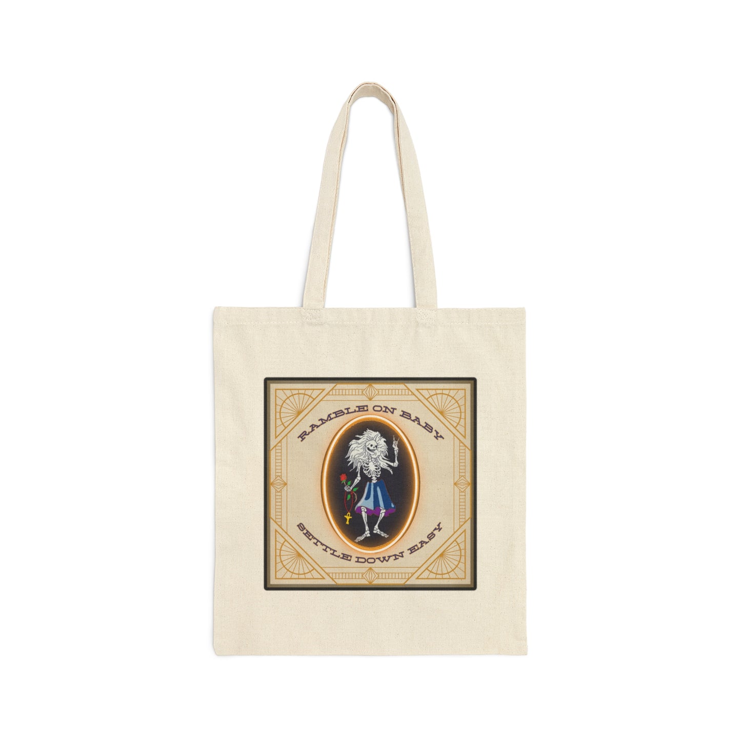 Jerry Garcia Rosebud Grateful Dead song lyrics Ramble on Rose inspired cotton canvas tote bag