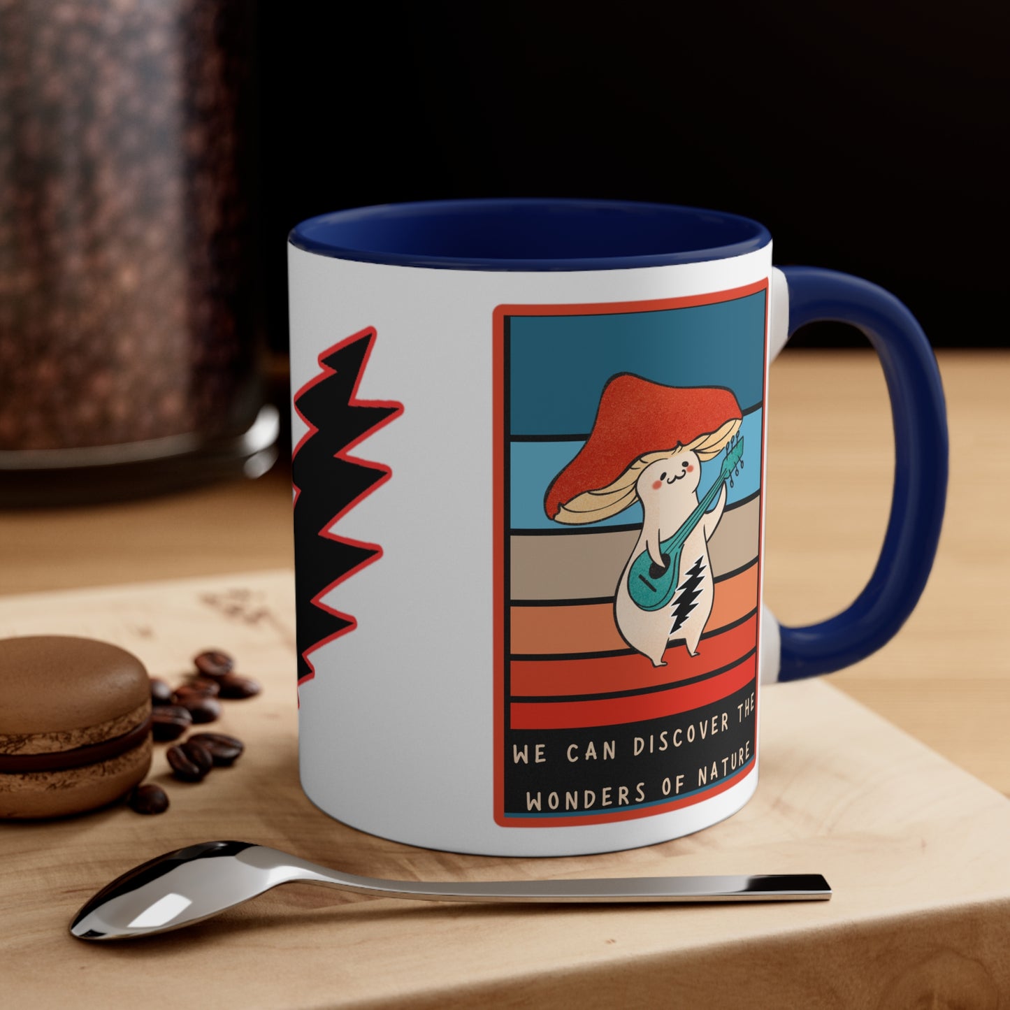 Grateful Dead sugar magnolia Mug 13 Point Bolt mushroom motif mug