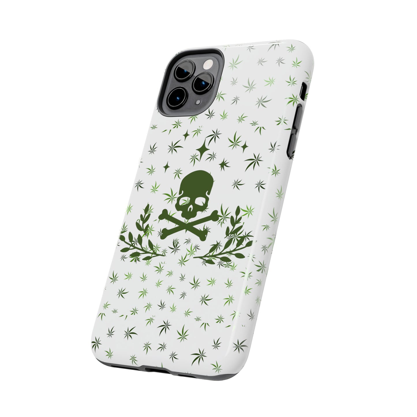 420 skull and crossbones tough phone Cases cannabis and skull white phone case for weed lovers