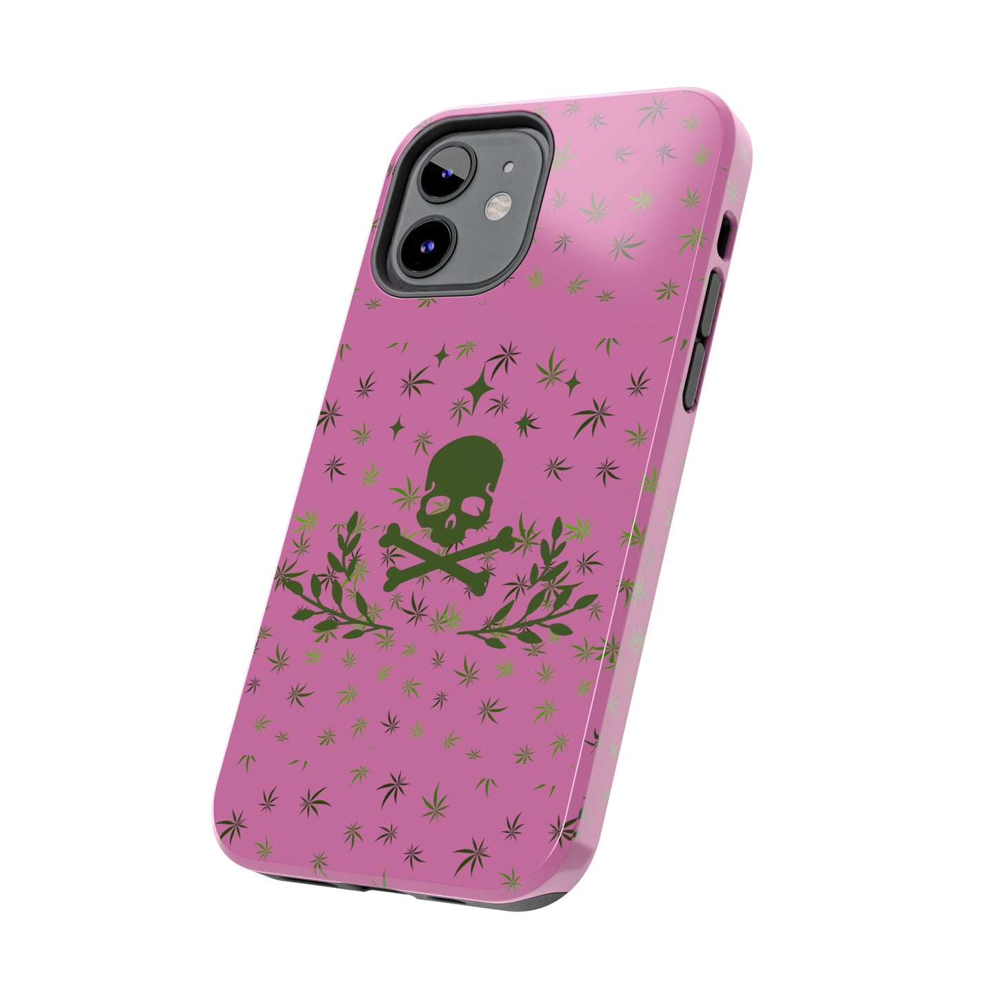 420 skull & crossbones tough phone Cases cannabis and skull and crossbones pink phone case for weed lovers