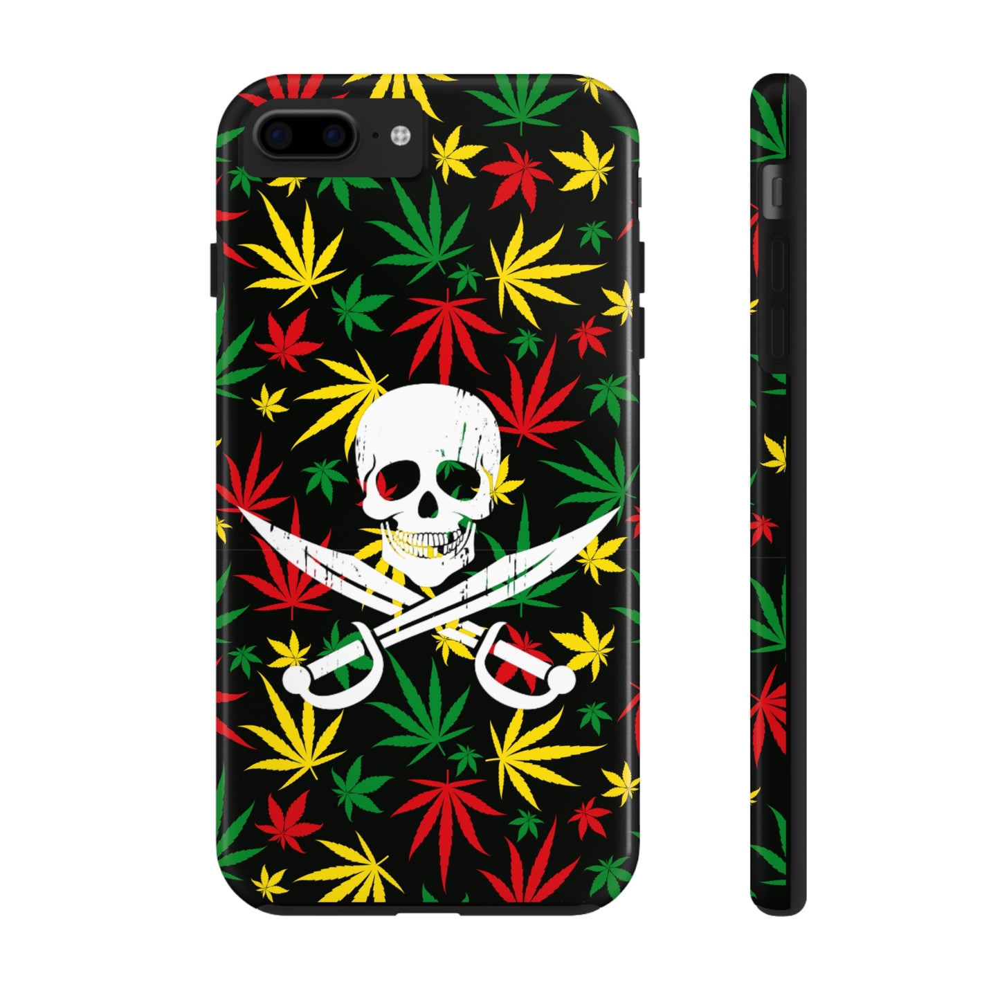 420 skull & crossbones tough phone case cannabis and jolly roger red gold and green weed skull phone case 420 gift for stoner pirates