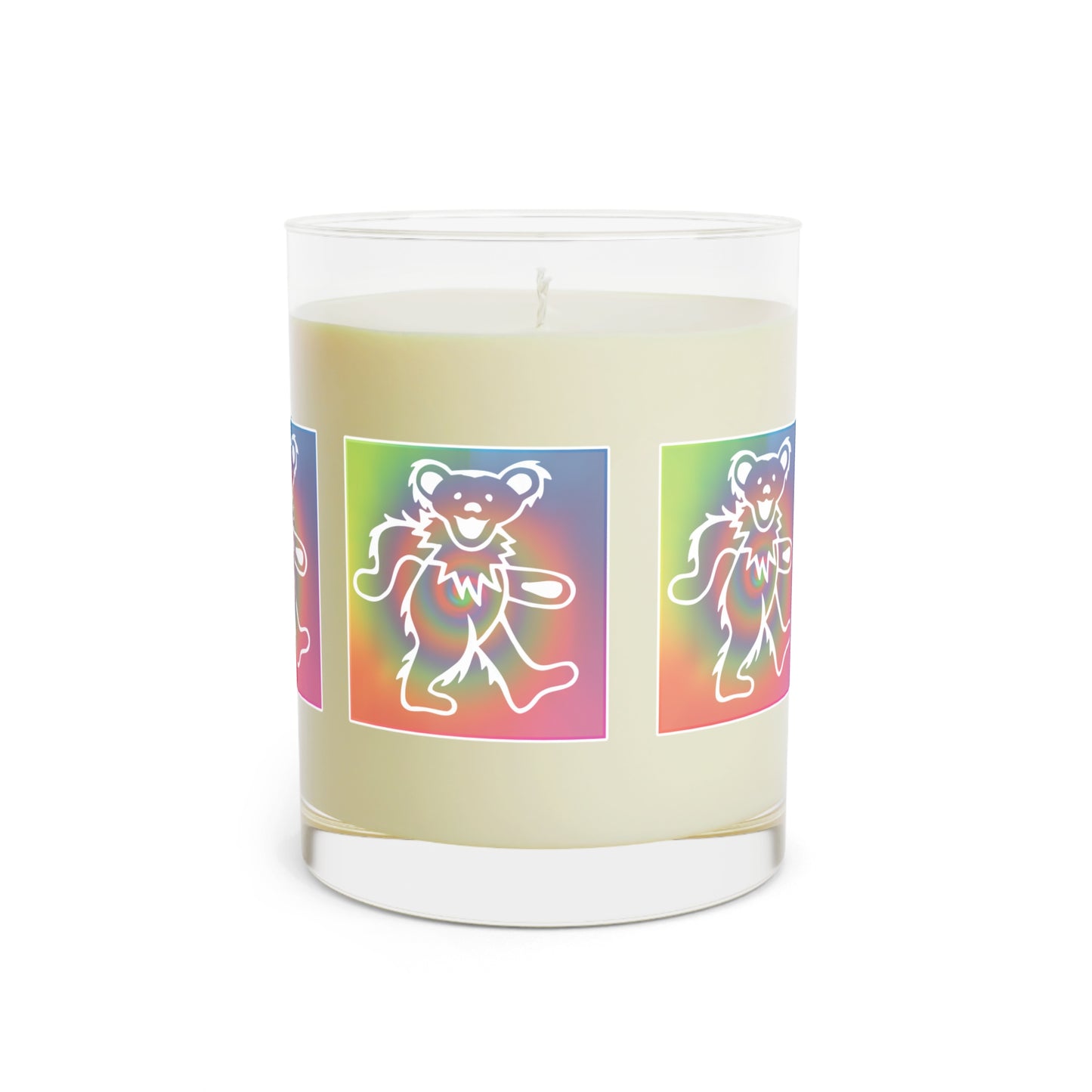 Grateful Dead bears tie-dye candle - dancing bears glass candle - Dead Head gift - Hippie style decor - Gratefuldead bears candle