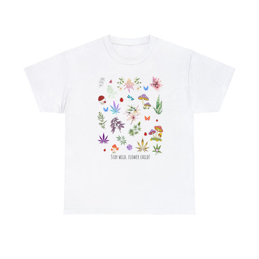 Cannabis Mushroom flower child Unisex Heavy Cotton Tee