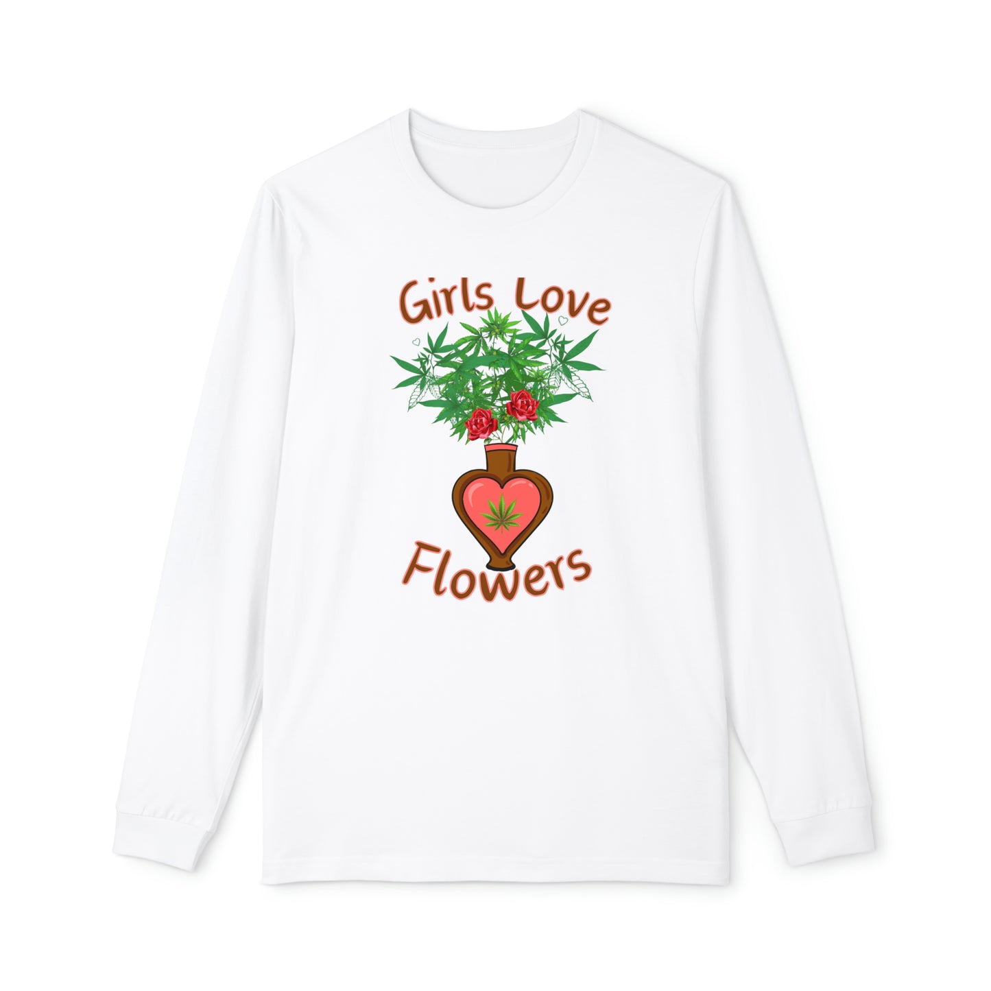 Girls Love Flowers 420 women's long sleeve cotton pajama set perfect cannabis pjs for stoner girl