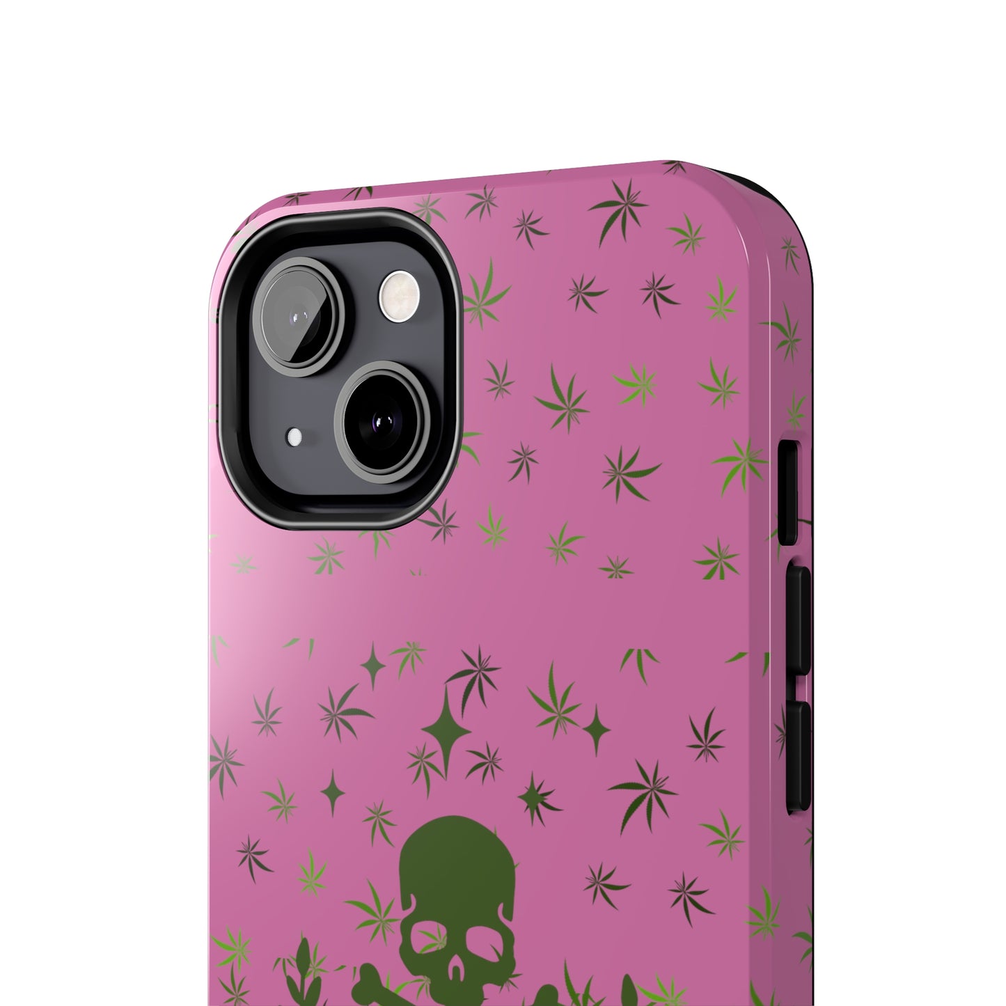 420 skull & crossbones tough phone Cases cannabis and skull and crossbones pink phone case for weed lovers