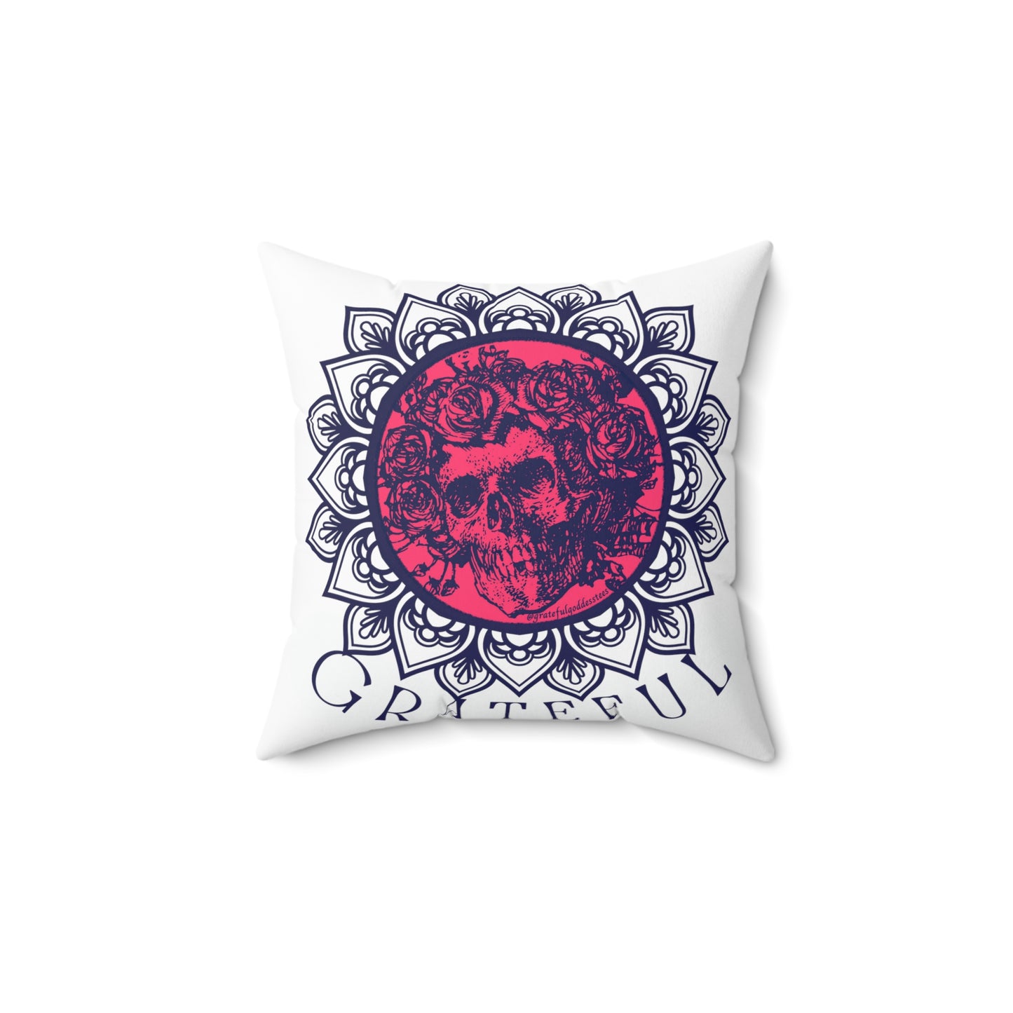 Skull and Roses Grateful Dead inspired Square Pillow