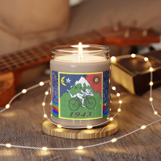 Psychedelic home decor - Bicycle day Albert Hoffman Soy Candle - hippie home decor - eclectic trippy candle - perfect gift for burners