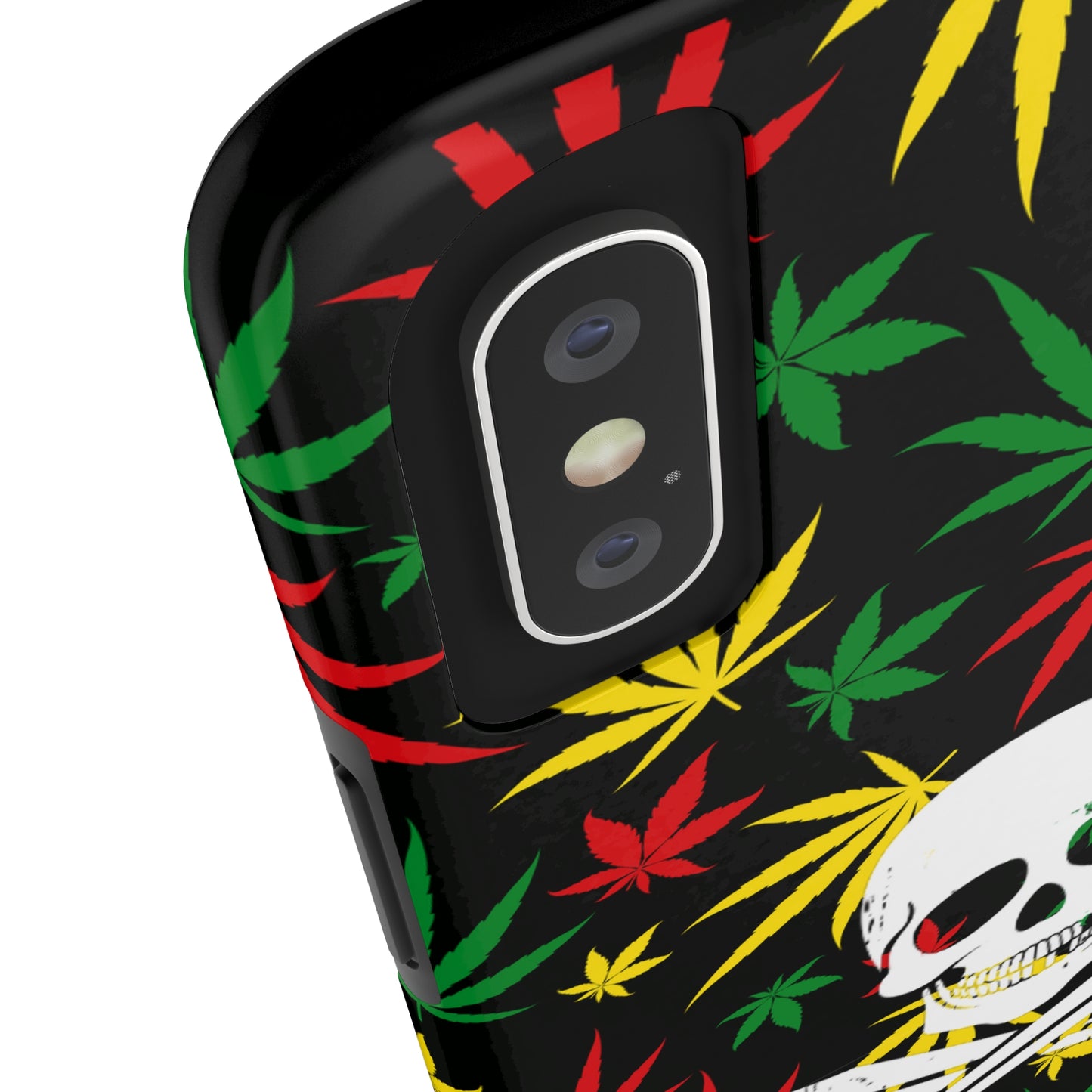 420 skull & crossbones tough phone case cannabis and jolly roger red gold and green weed skull phone case 420 gift for stoner pirates