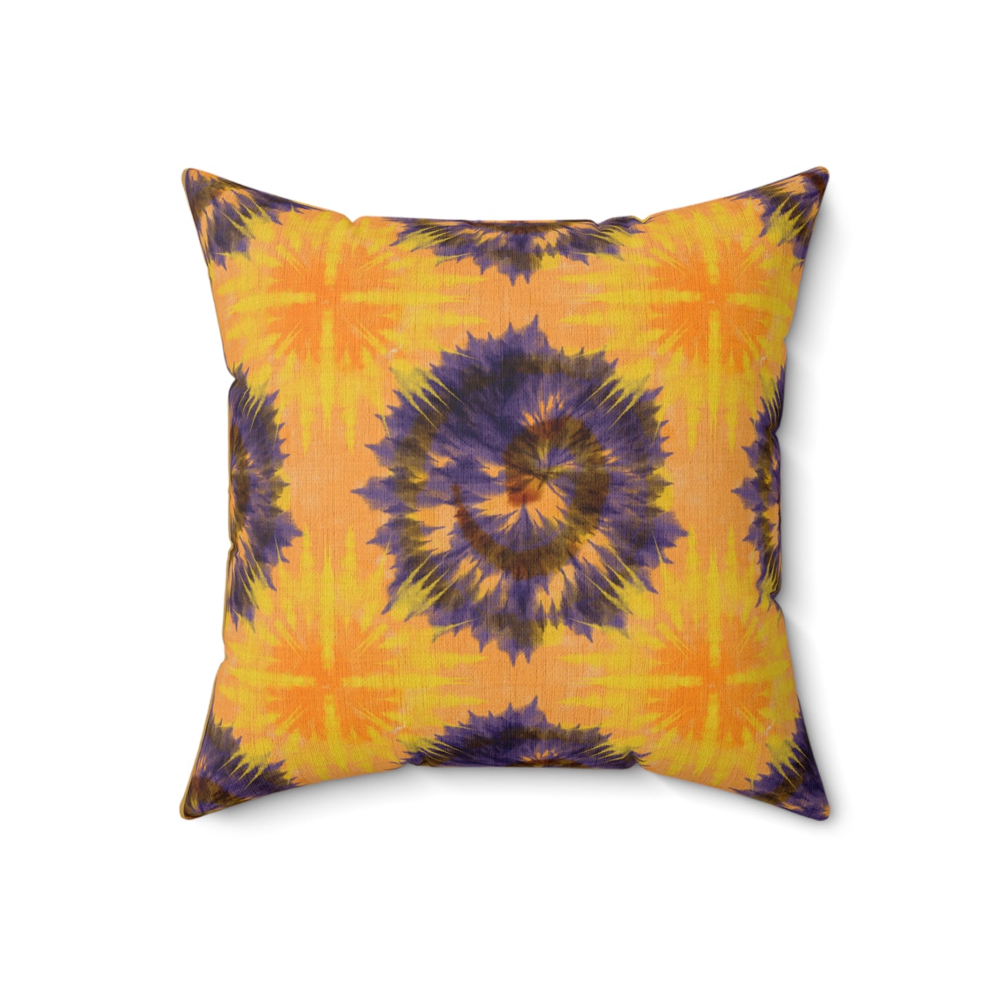 Yellow & Purple tie-dye pillow eclectic bohemian trippy home hippie style decor