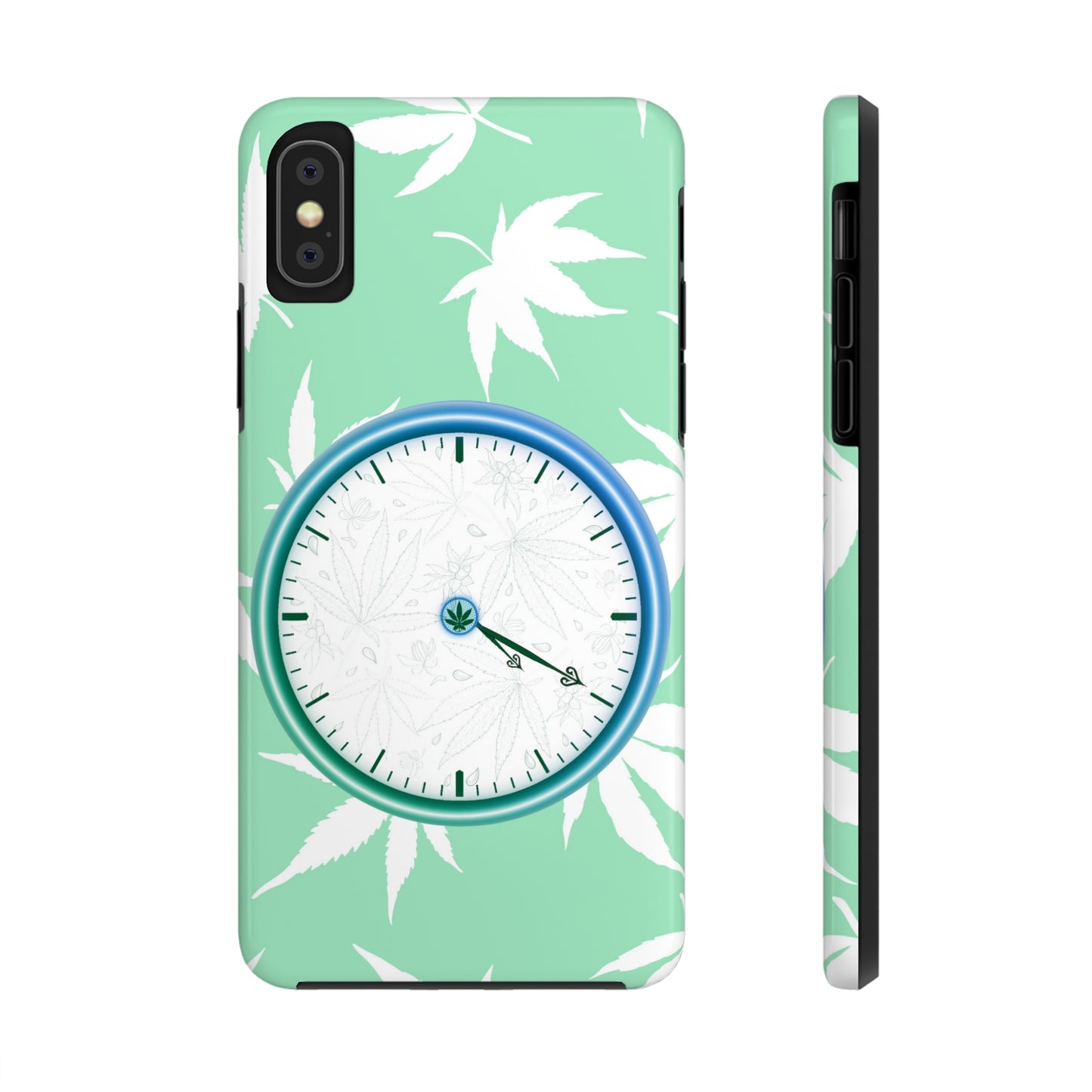 420 clock cannabis tough phone Cases cannabis leaf and 420 clock phone case for high end cannabist