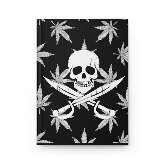 420 Jolly Roger Hardcover Journal Cannabis and Skull and Crossbones journal 420 gift for stoner pirates