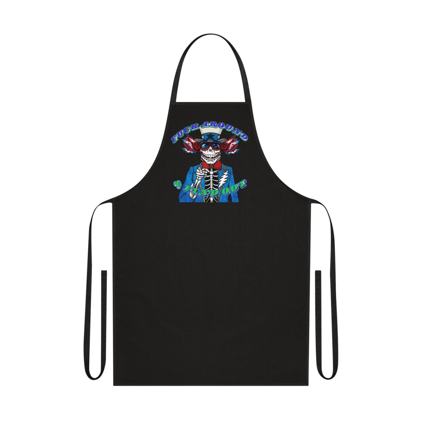 Deadhead cotton apron skeleton kitchen gift for hippie chef