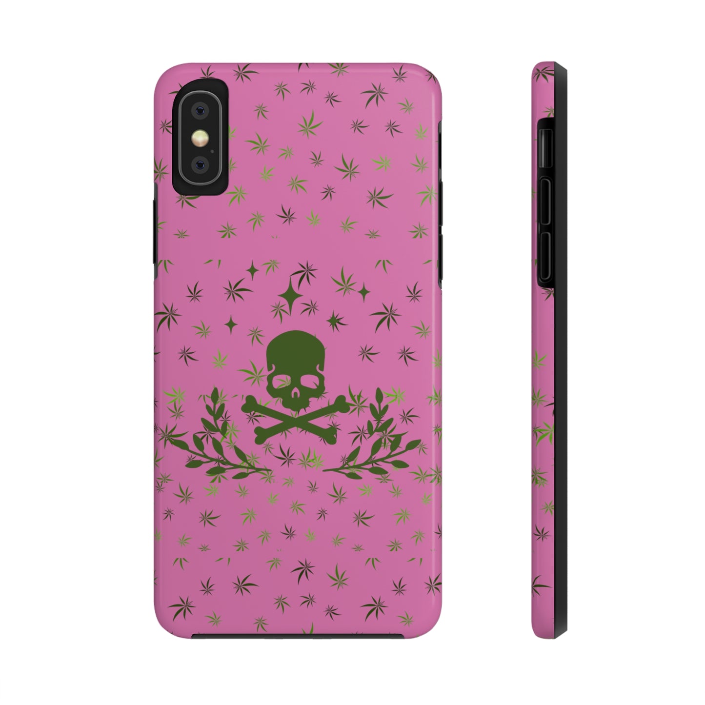 420 skull & crossbones tough phone Cases cannabis and skull and crossbones pink phone case for weed lovers