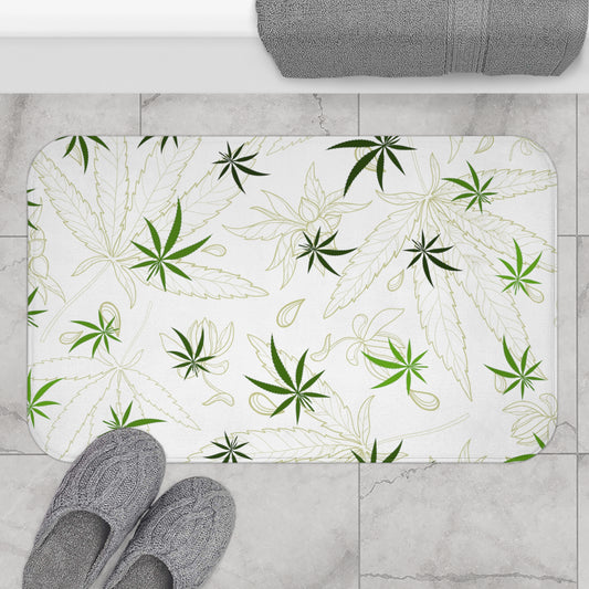 Cannabis leaf print bath mat stoner style bathroom rug hippie home 420 floor decor