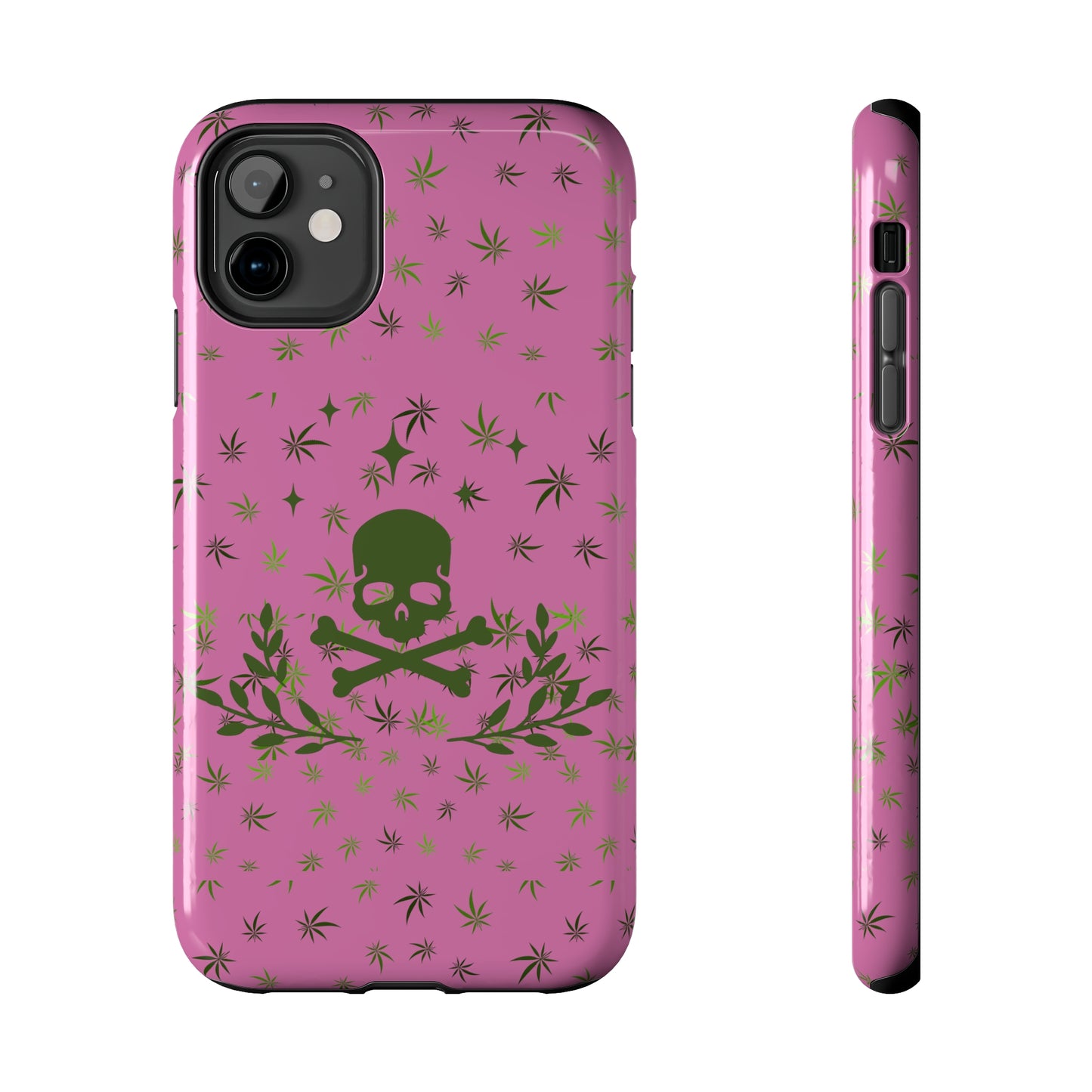 420 skull & crossbones tough phone Cases cannabis and skull and crossbones pink phone case for weed lovers