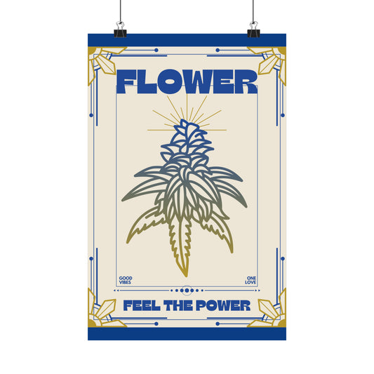 Flower power cannabis art 420 decor good vibes one love art deco style weed poster dispensary wall art 11x 17