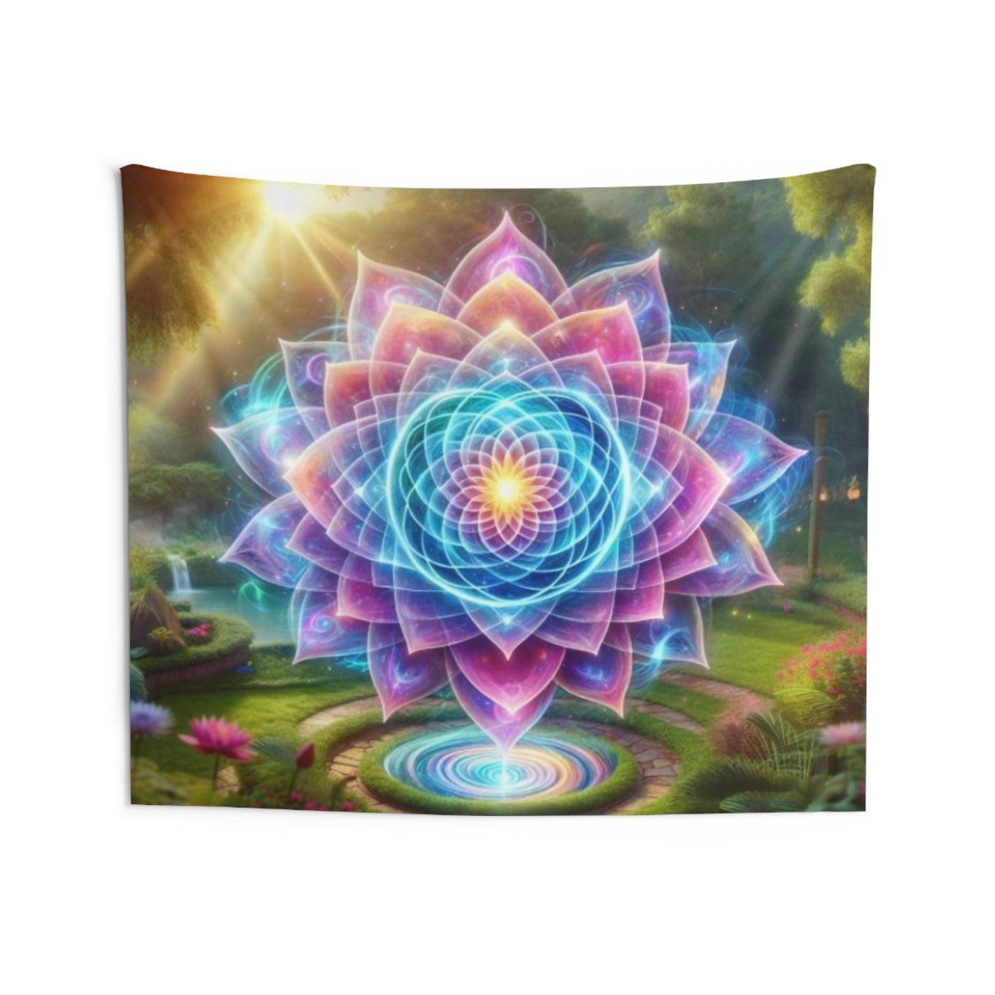 Tapestry sacred geometry lotus flower wall tapestries for yoga studio psychedelic decor