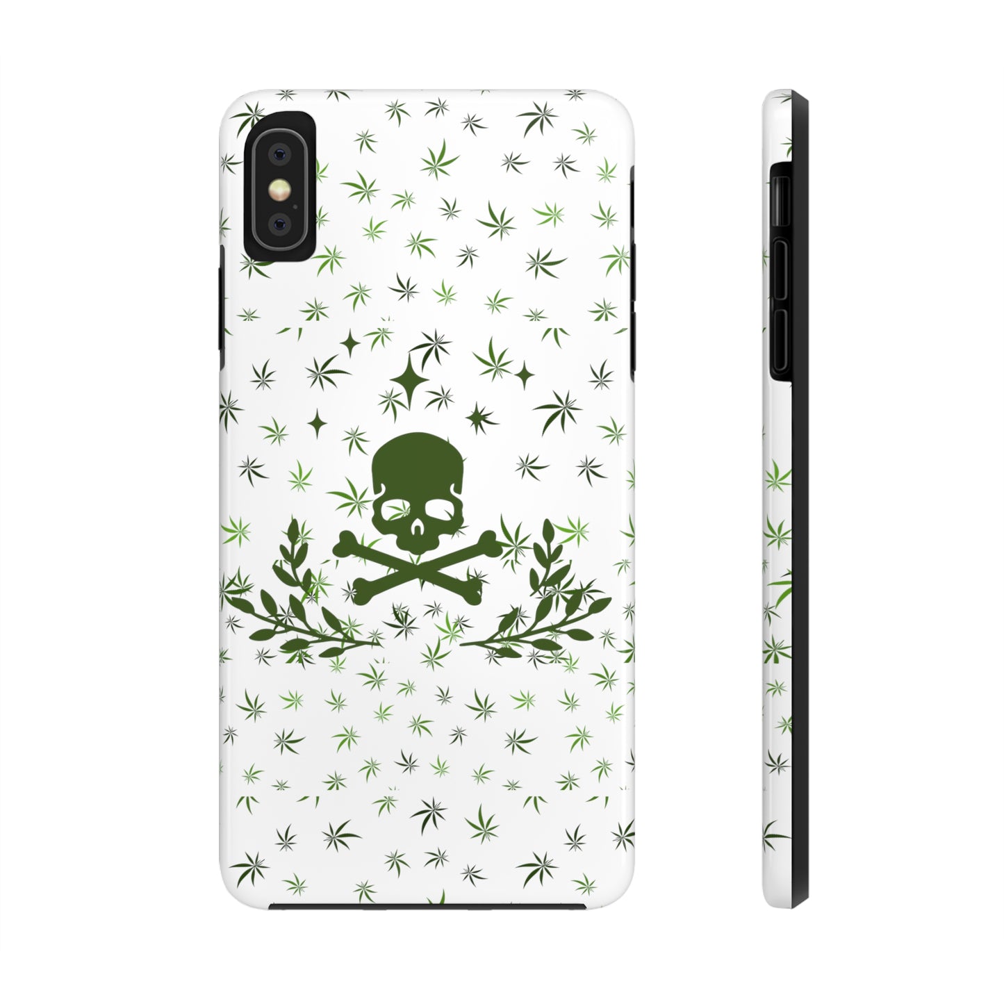 420 skull and crossbones tough phone Cases cannabis and skull white phone case for weed lovers