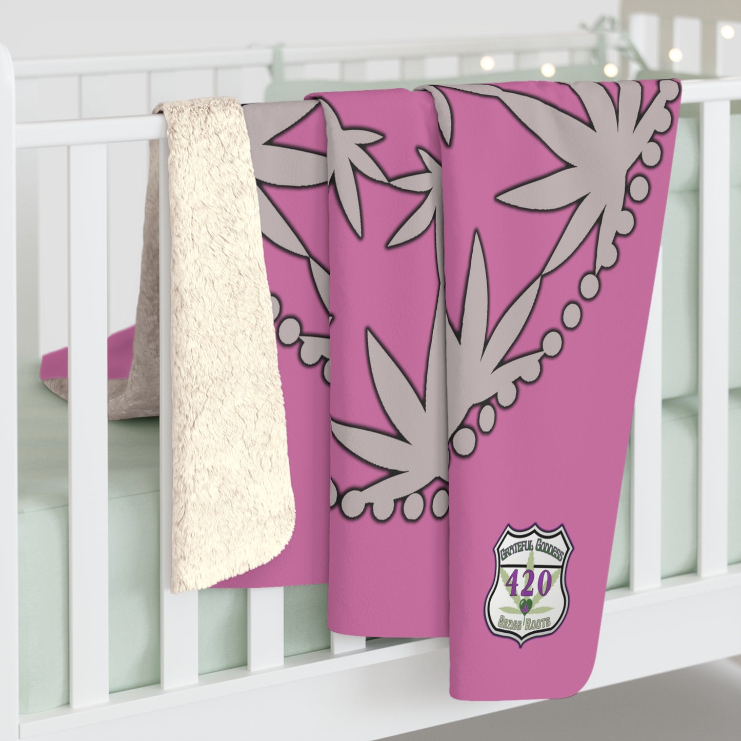 Cannabis couture fleece blanket marijuana  pink blanket perfect gift for stoners high end 420 home decor