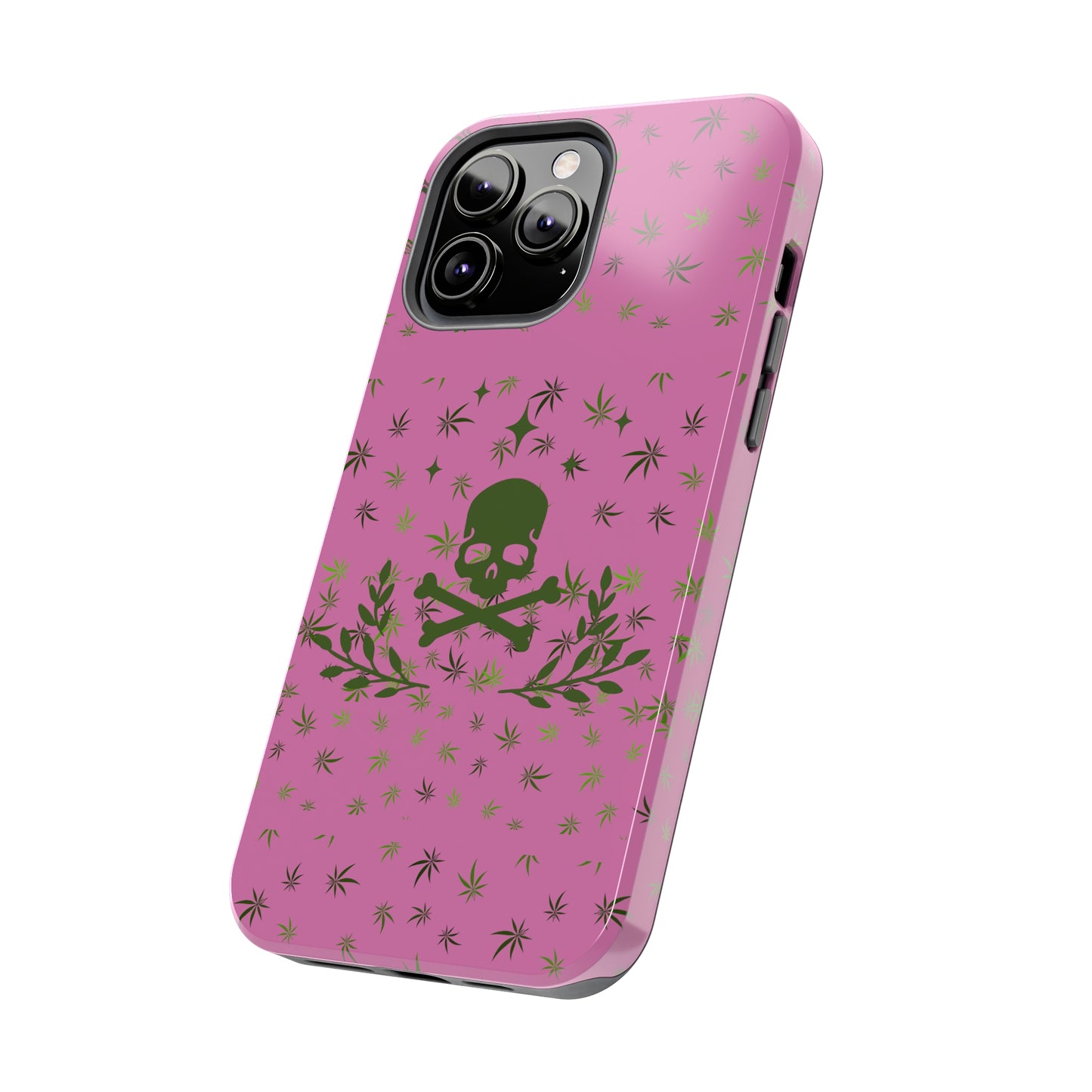 420 skull & crossbones tough phone Cases cannabis and skull and crossbones pink phone case for weed lovers