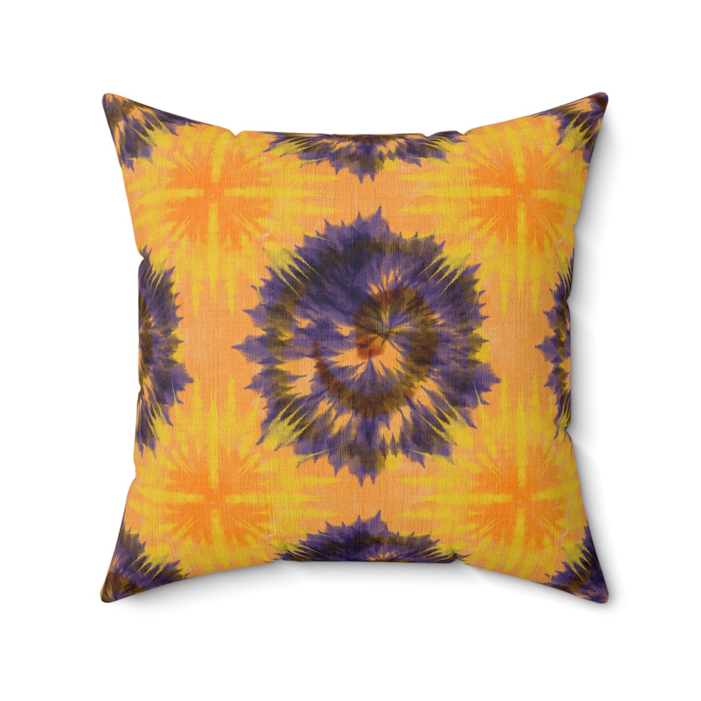 Yellow & Purple tie-dye pillow eclectic bohemian trippy home hippie style decor