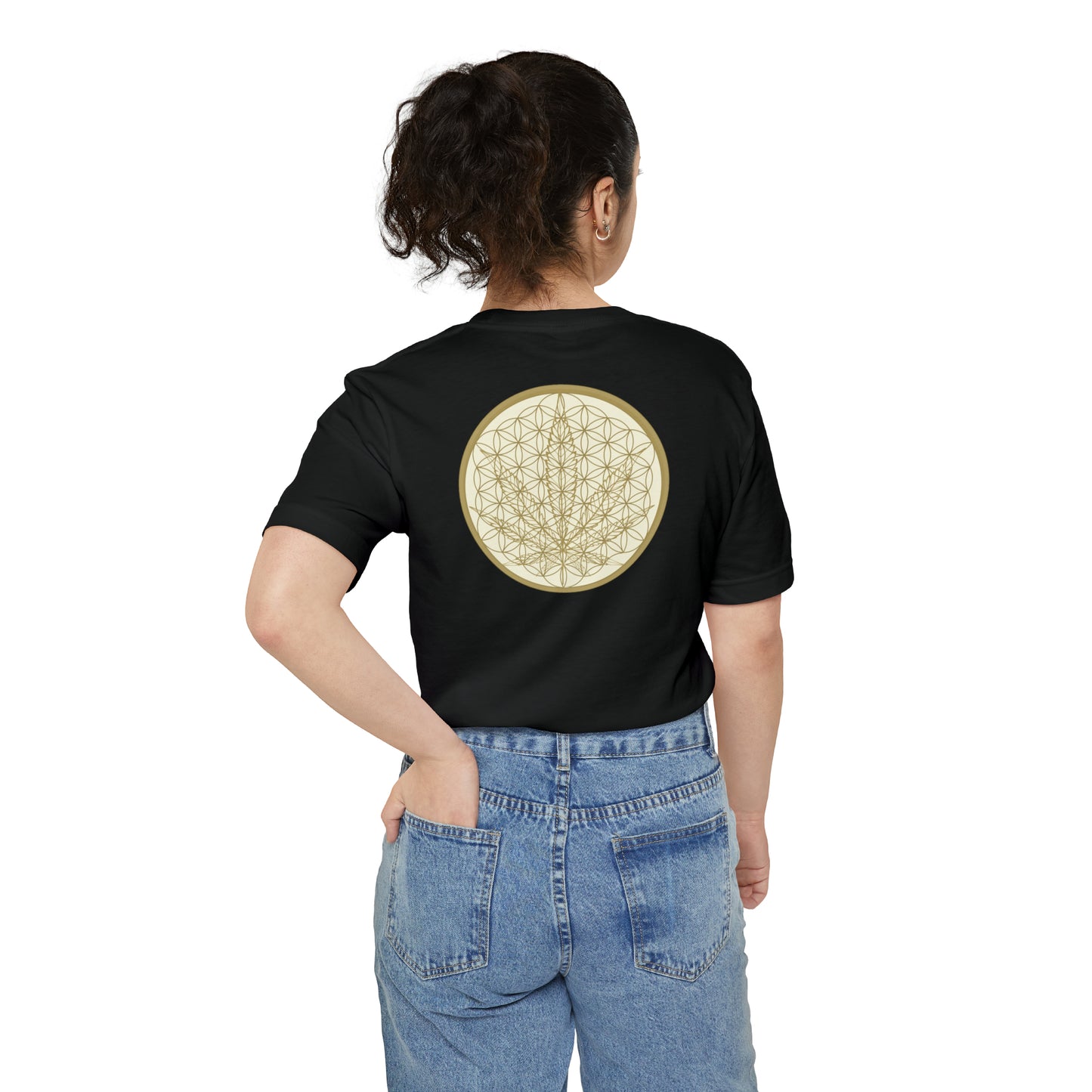 Cannabis couture 420 motif sacred geometry unisex Pocket T-shirt perfect for marijuana lovers and high end enthusiasts