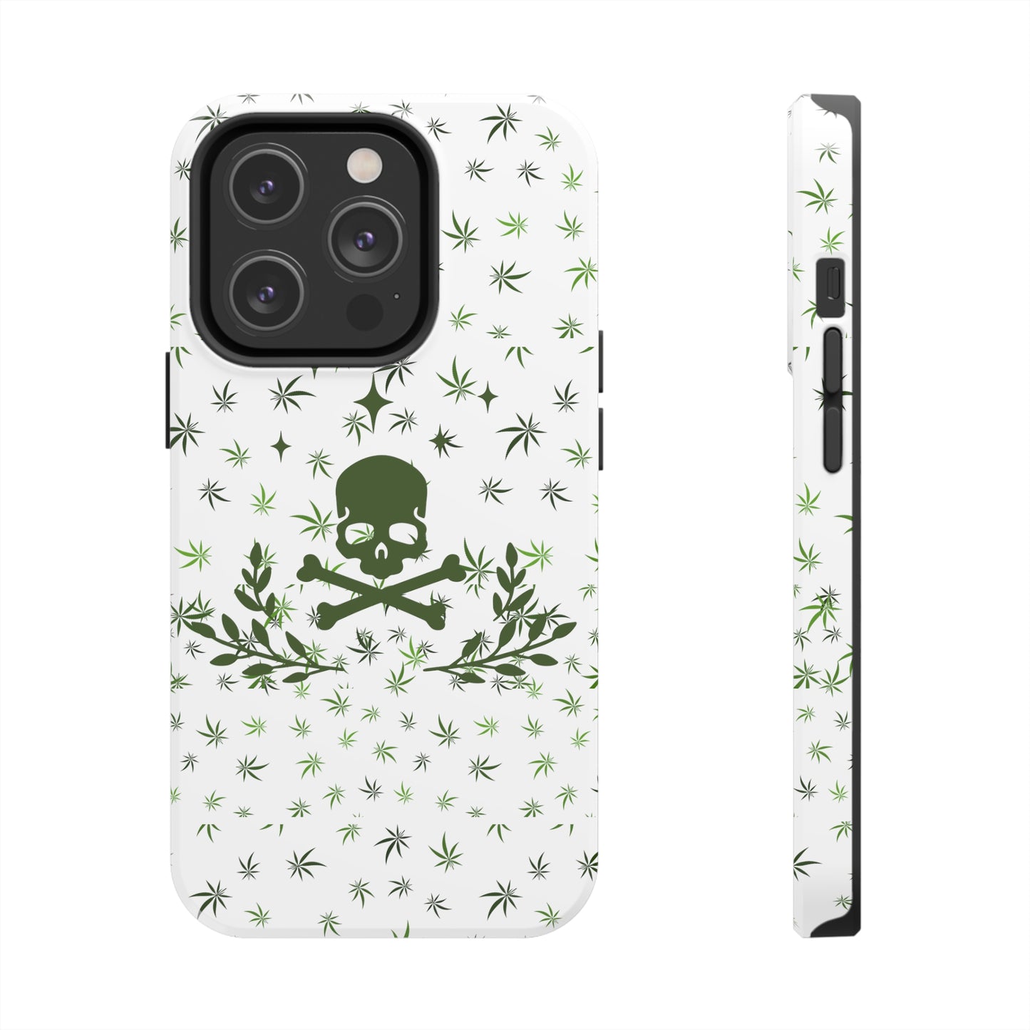 420 skull and crossbones tough phone Cases cannabis and skull white phone case for weed lovers