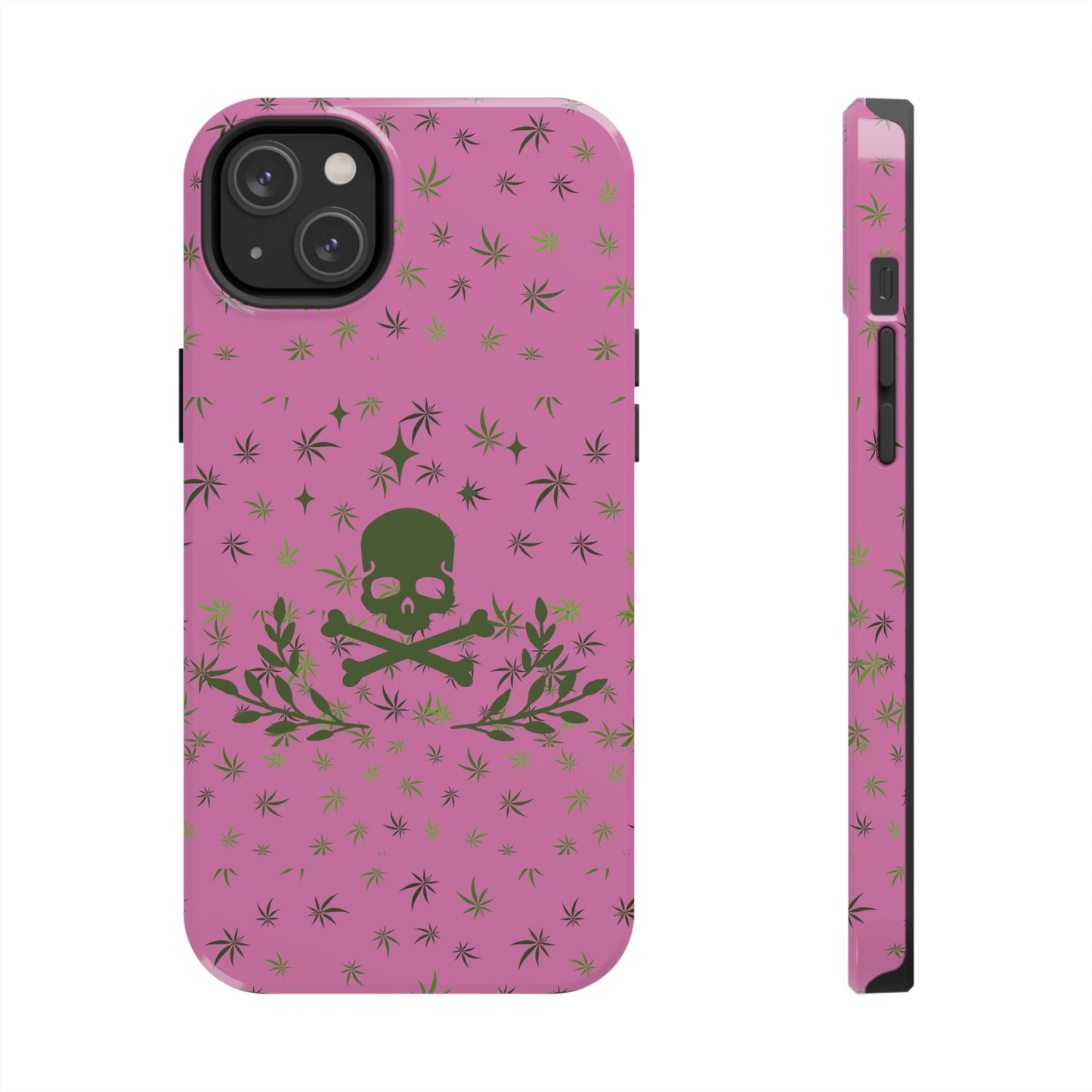 420 skull & crossbones tough phone Cases cannabis and skull and crossbones pink phone case for weed lovers