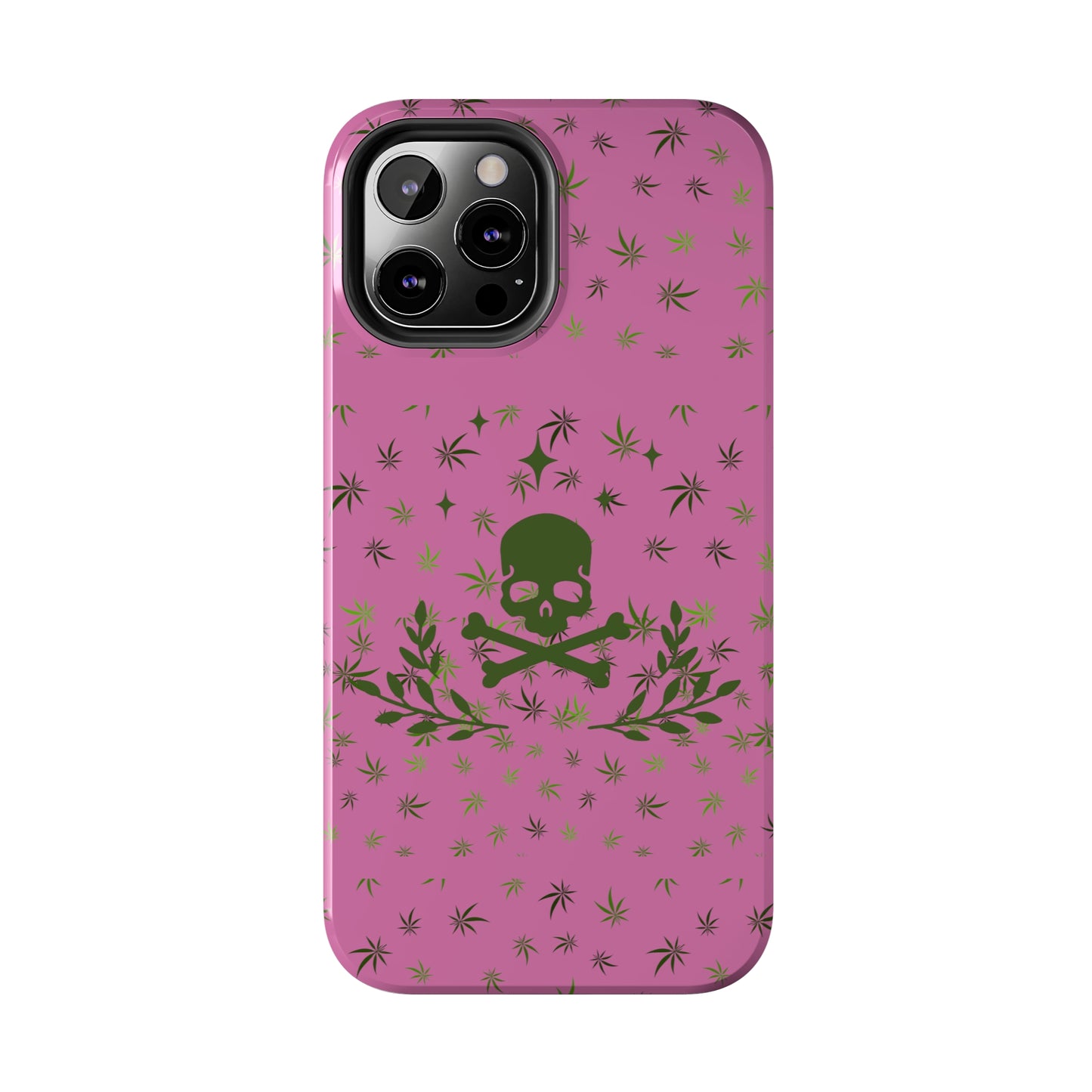 420 skull & crossbones tough phone Cases cannabis and skull and crossbones pink phone case for weed lovers