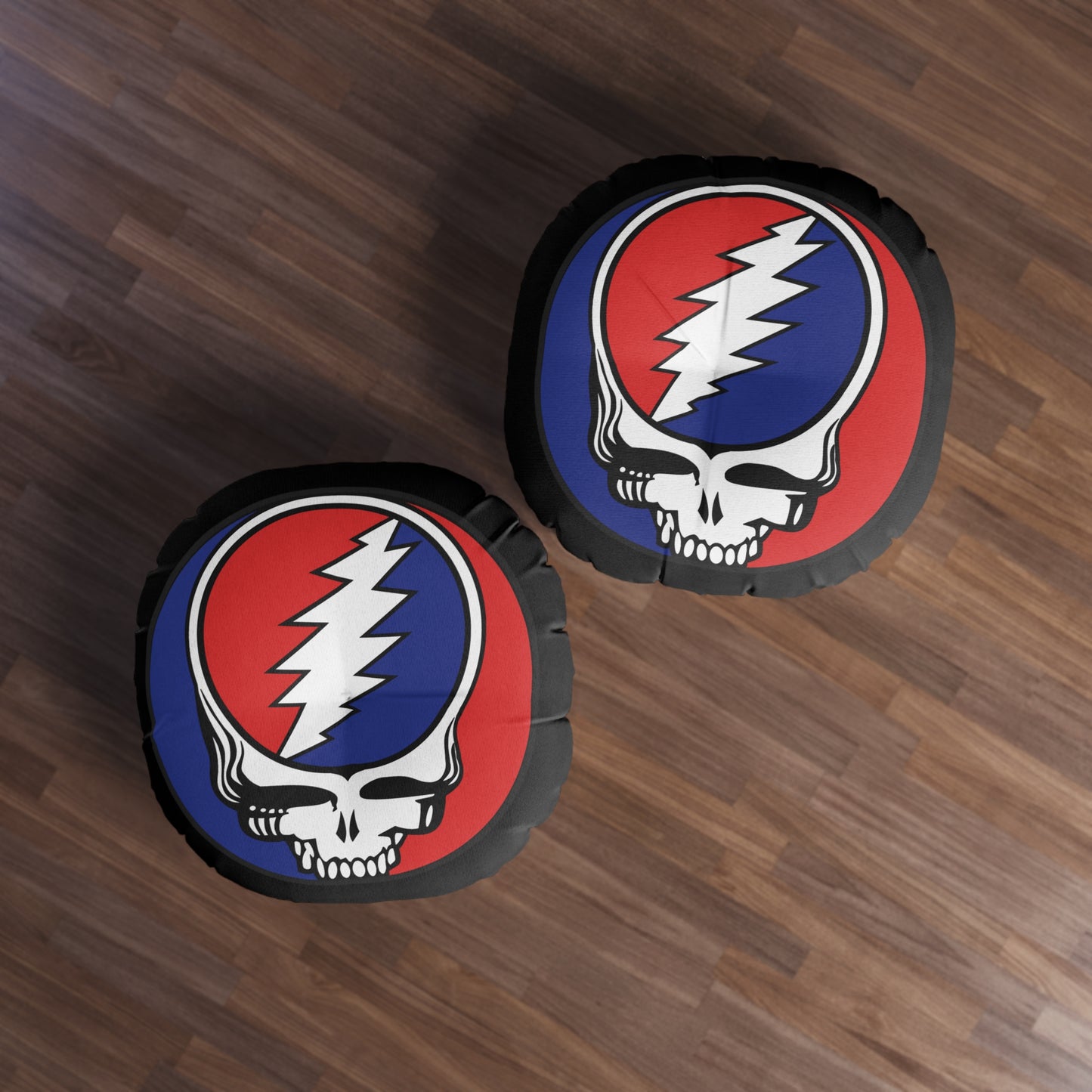 Classic Grateful Dead steal your face stealie home decor tufted round floor pillow, dead head decor