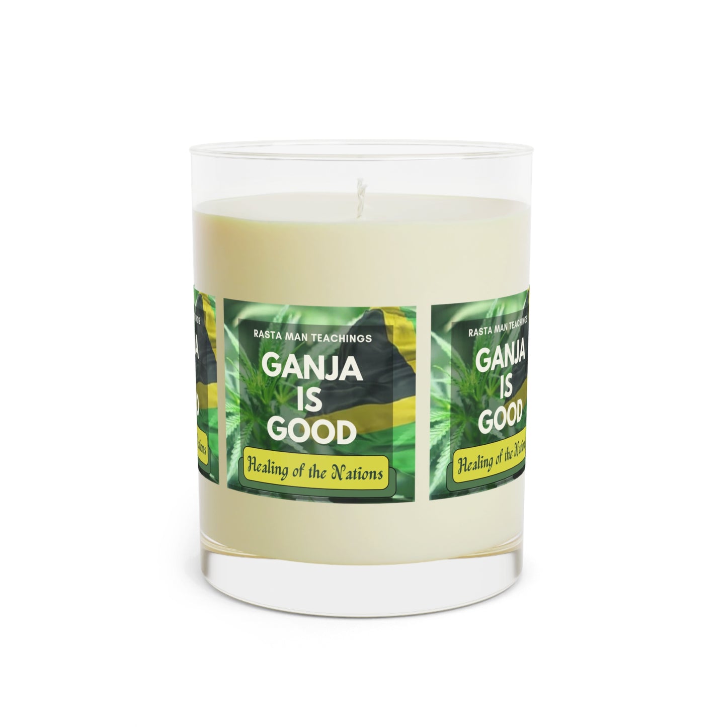 Reggae Rasta Ganja is Good Scented Candle - Full Glass, 11oz - stoner candle - Rastafarian Jamaican candle decor