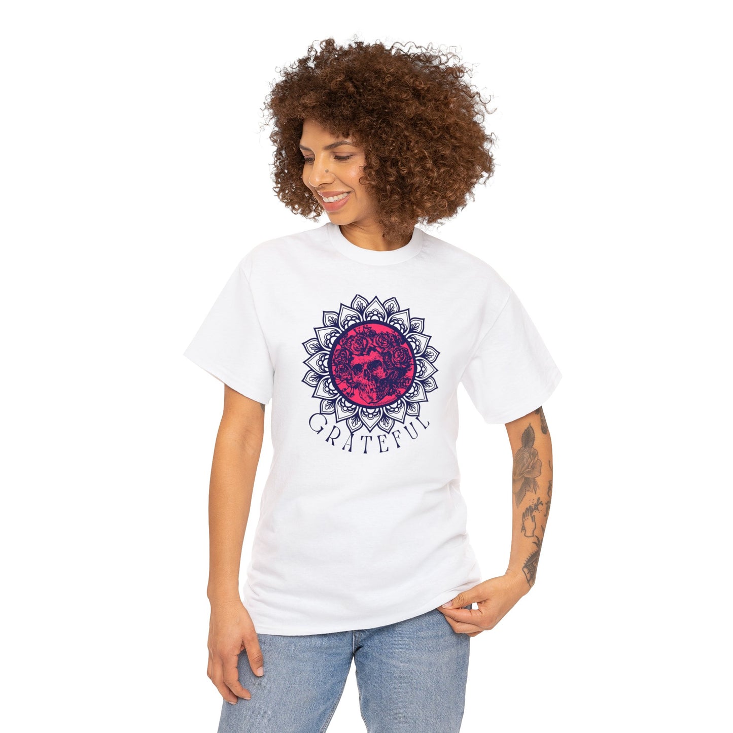 Grateful Dead inspired Skull snd Roses Cotton Tshirt