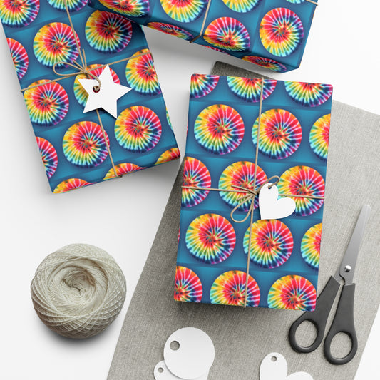 Spiral tie-dye wrapping paper psychedelic gift wrap papers for hippie gift