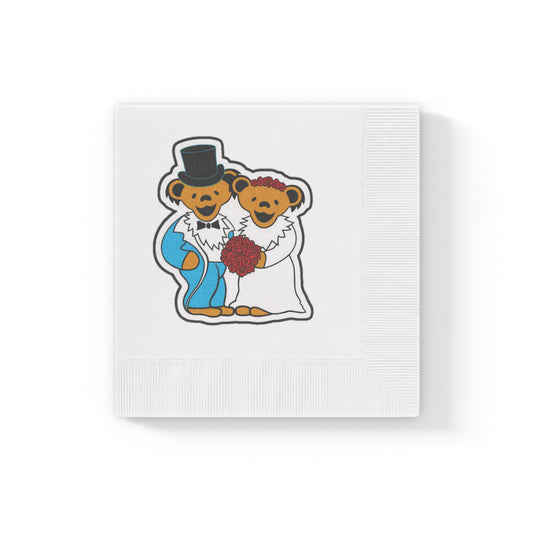 Grateful Dead bears wedding white napkins perfect for deadhead celebrations of love