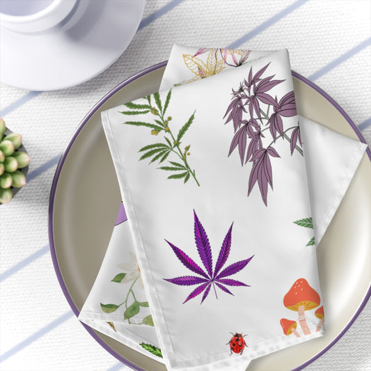 Elegant Botanical cannabis and mushrooms 420 vintage inspired boho napkins