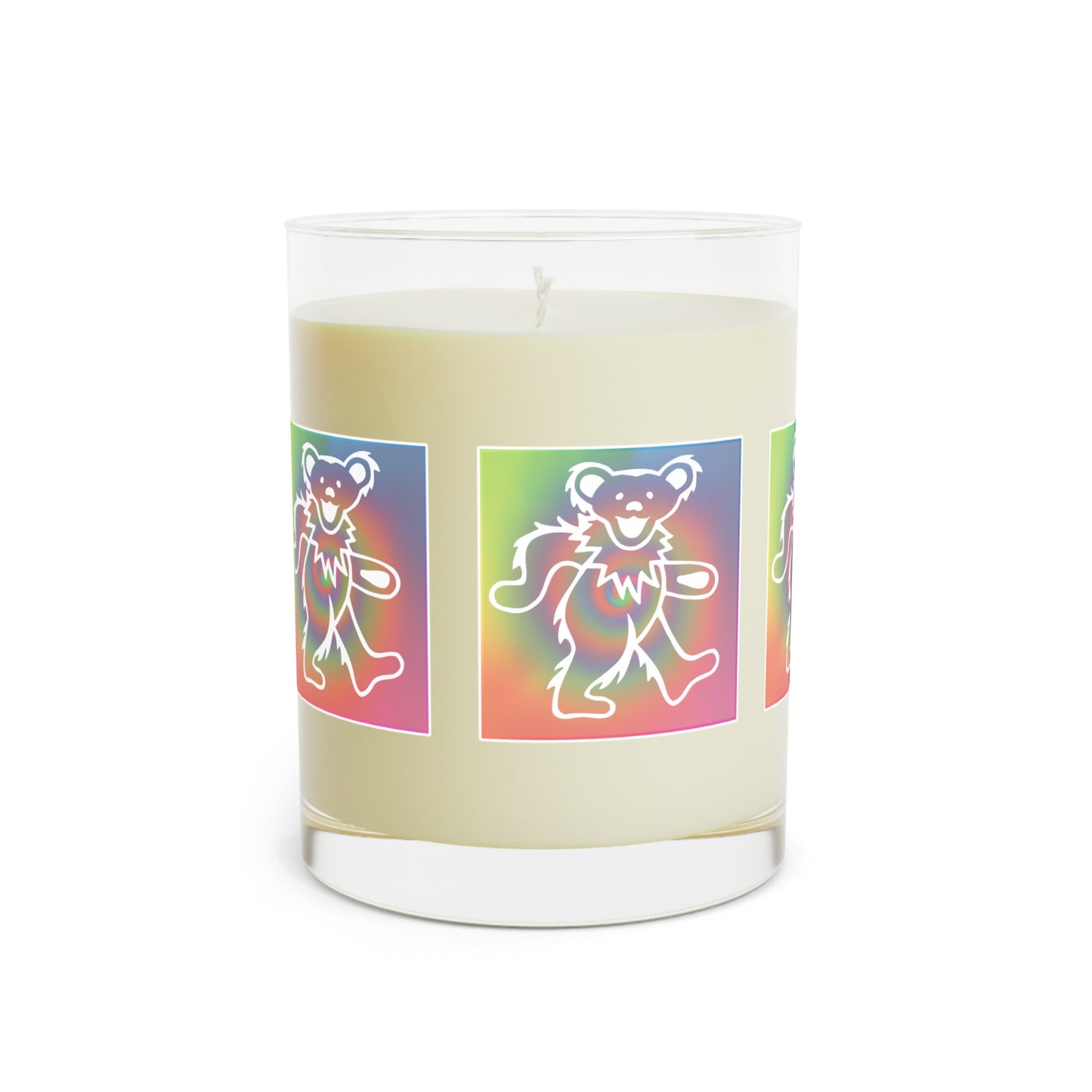 Grateful Dead bears tie-dye candle - dancing bears glass candle - Dead Head gift - Hippie style decor - Gratefuldead bears candle