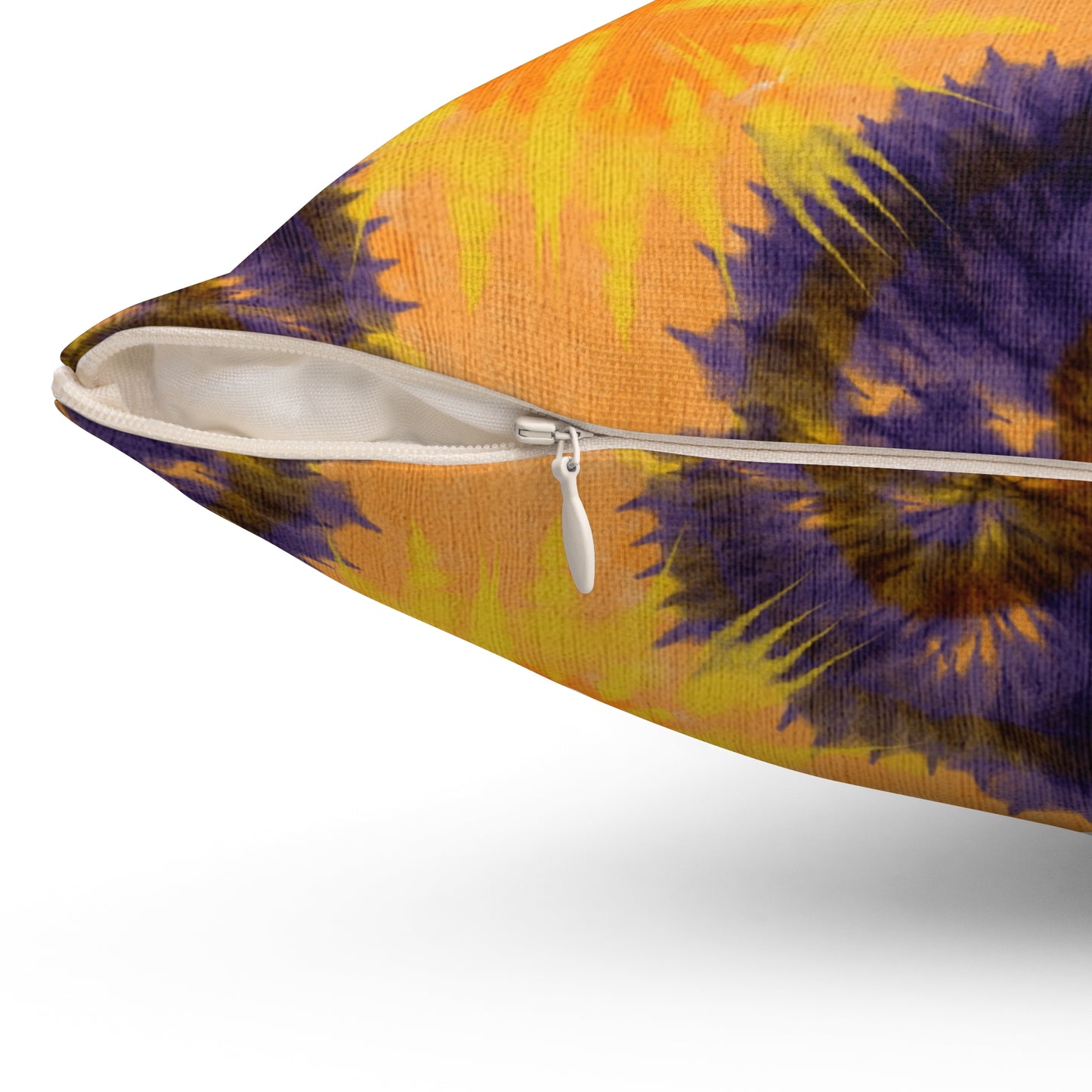 Yellow & Purple tie-dye pillow eclectic bohemian trippy home hippie style decor