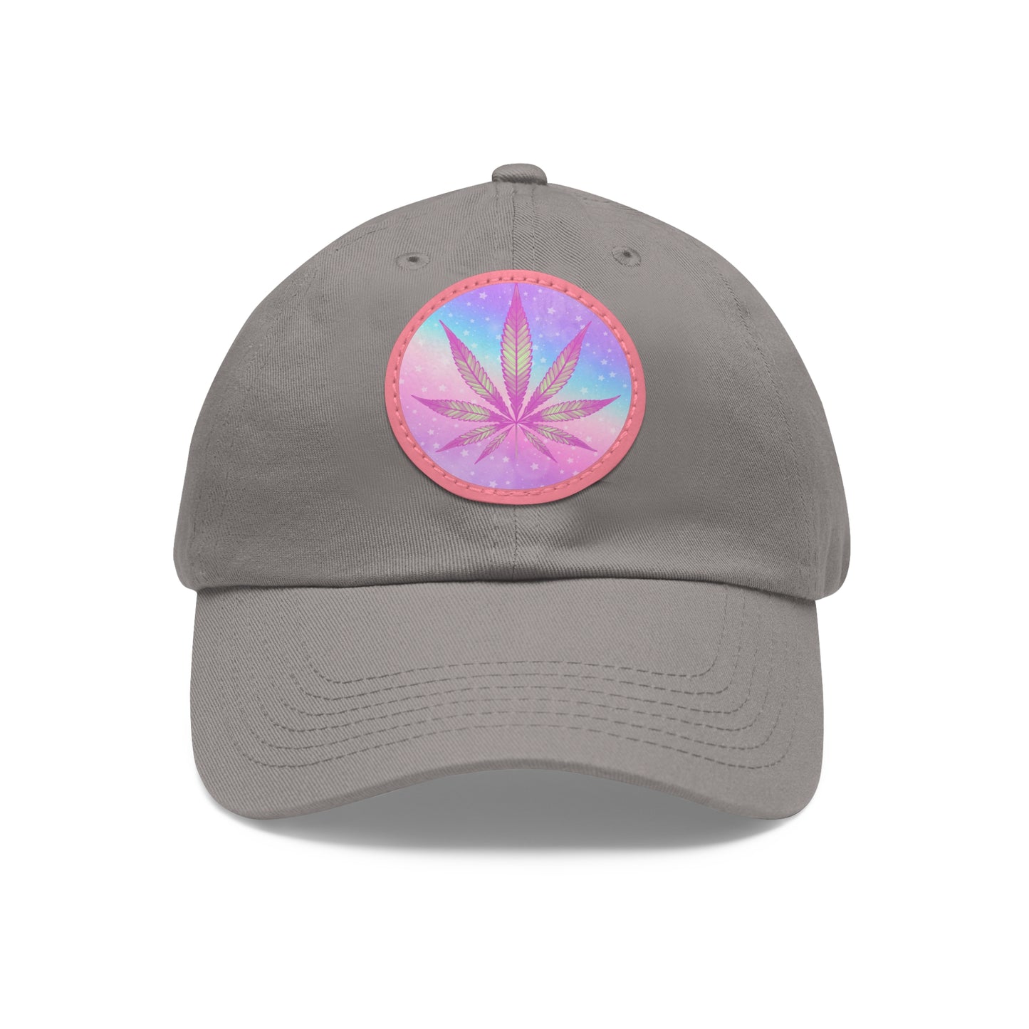 Candycore 420 cannabis cap with round Leather Patch weed leaf baseball hat pastel colors