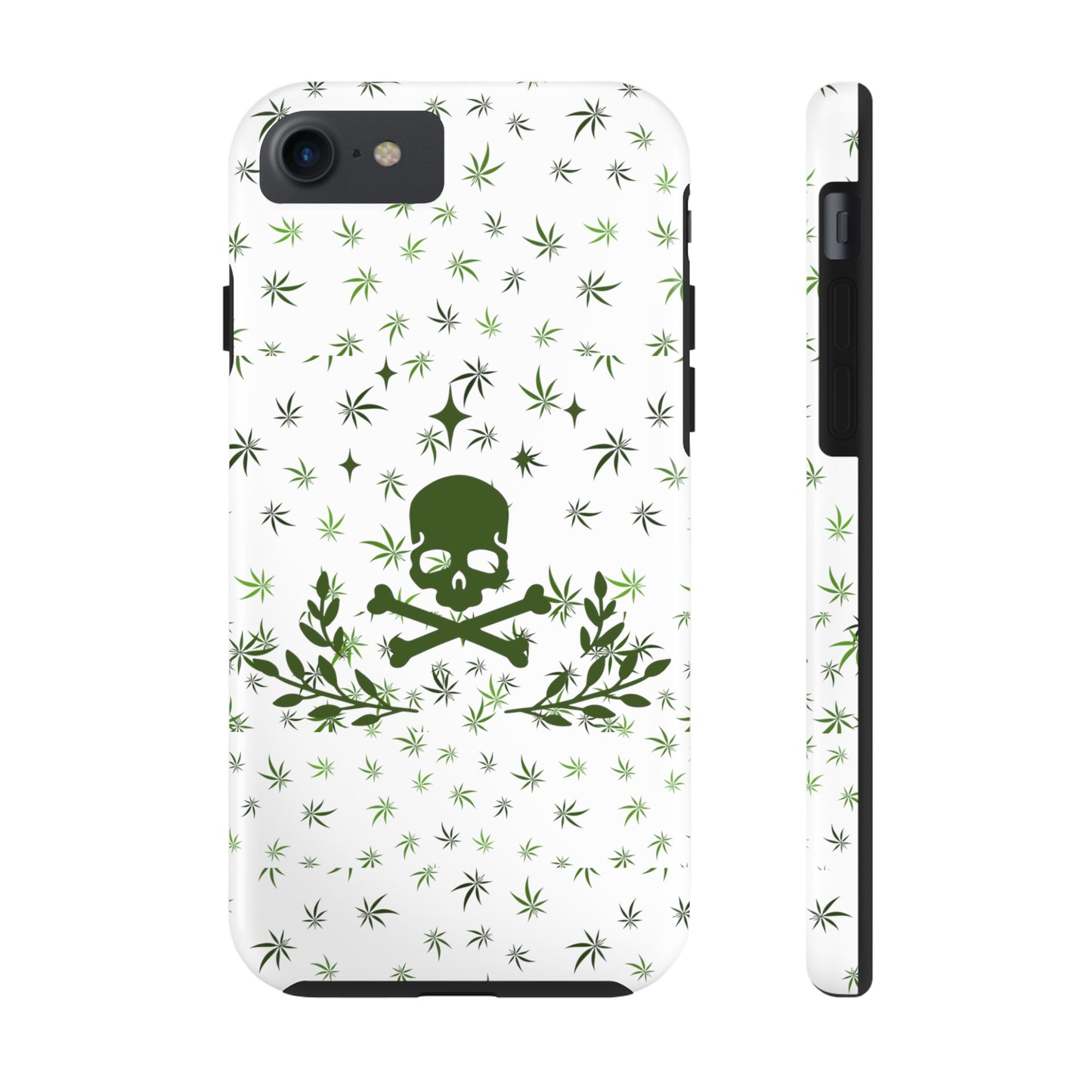 420 skull and crossbones tough phone Cases cannabis and skull white phone case for weed lovers