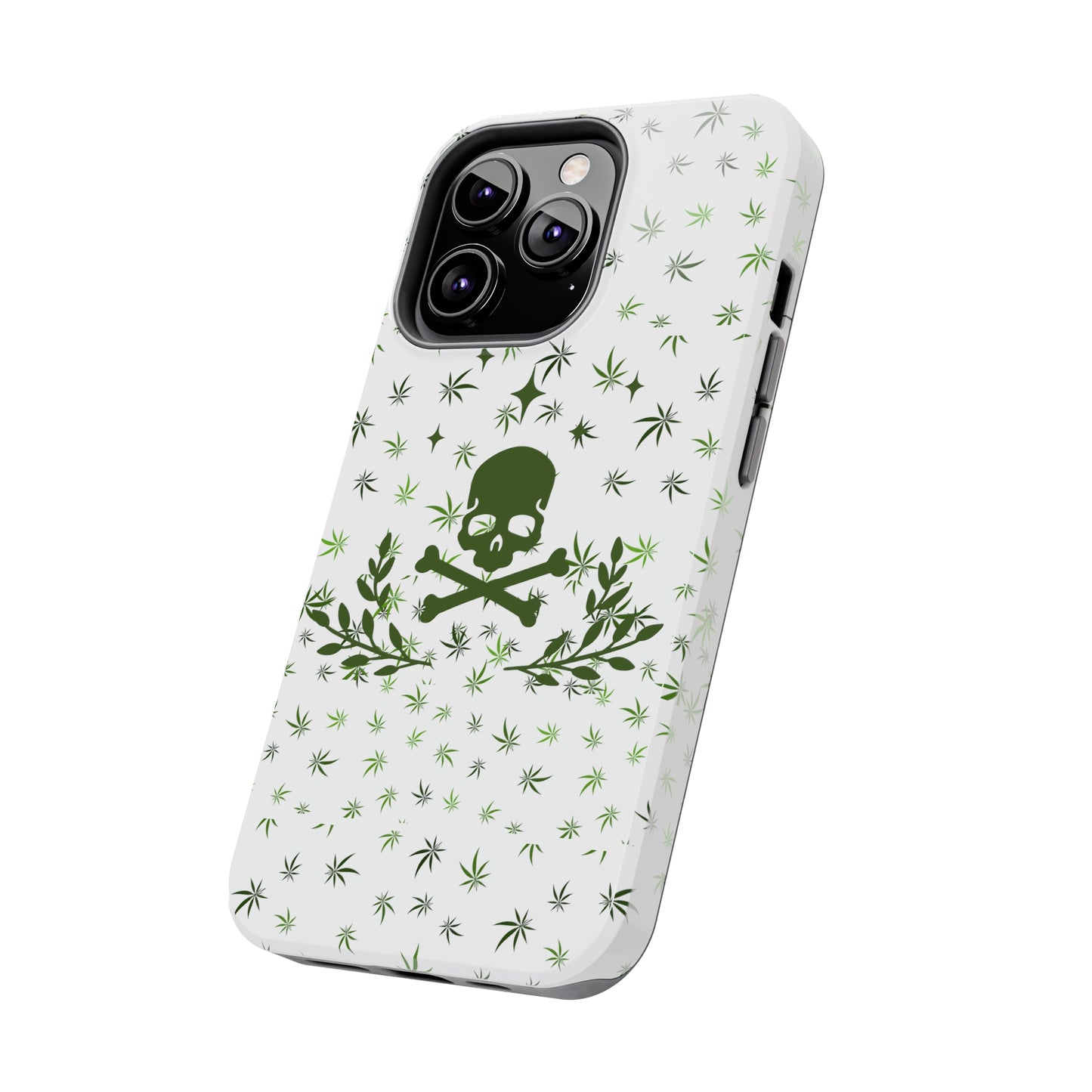 420 skull and crossbones tough phone Cases cannabis and skull white phone case for weed lovers