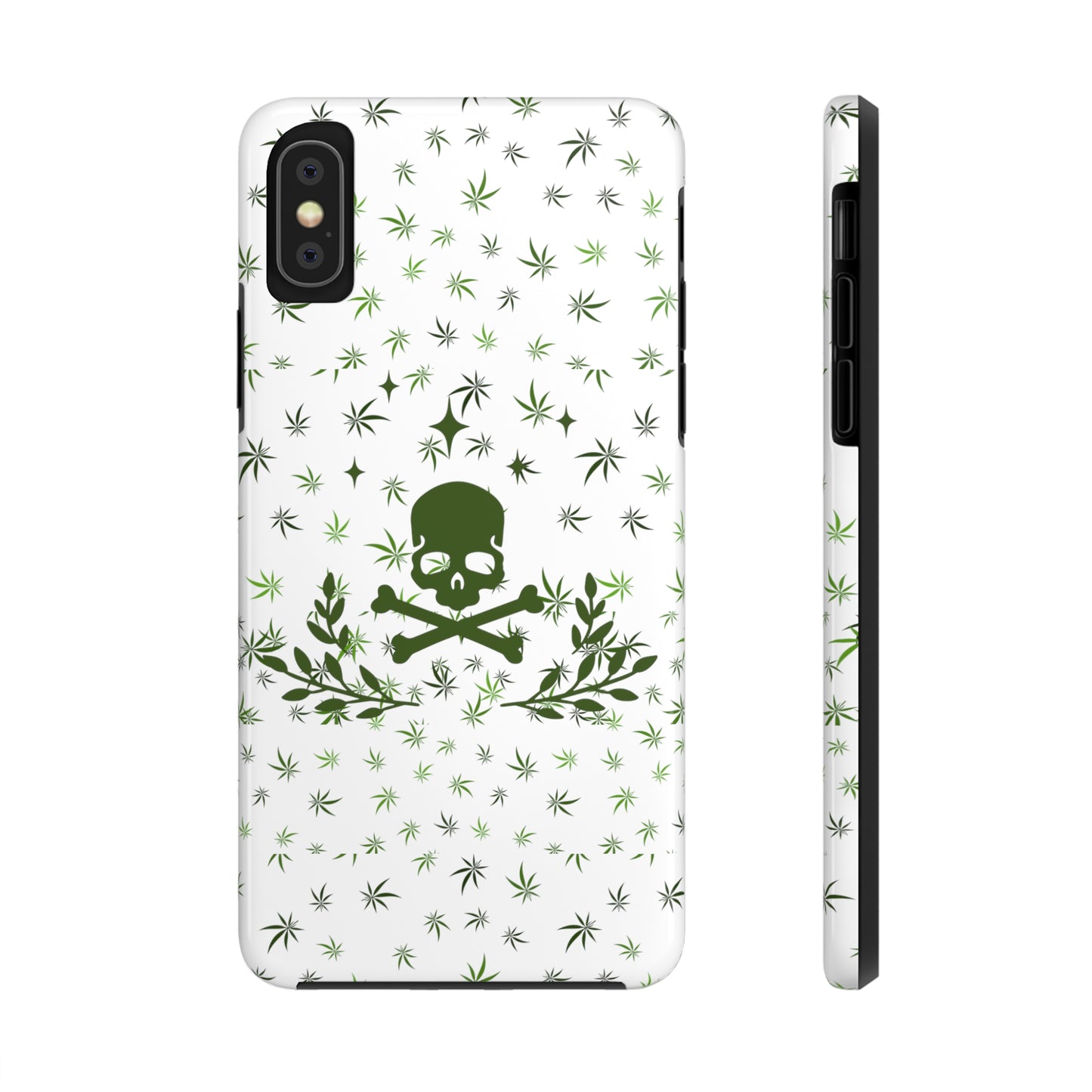 420 skull and crossbones tough phone Cases cannabis and skull white phone case for weed lovers