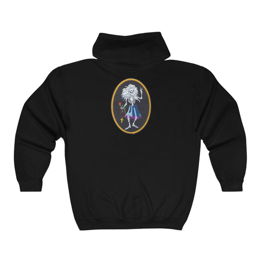 Classic Grateful Dead Jerry Garcia Rosebud 13 Point Bolt  Full Zip Hooded Sweatshirt 2 sided print