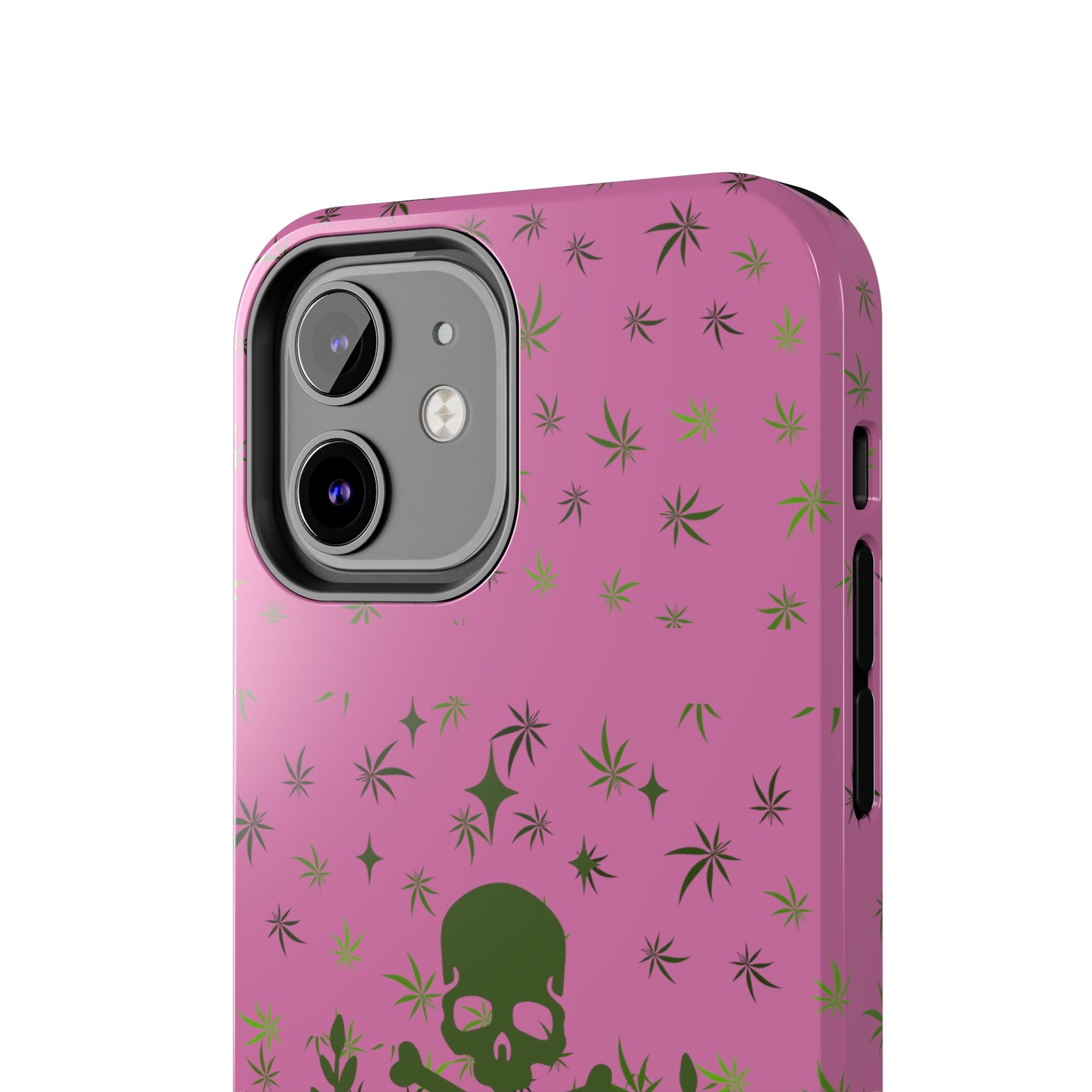 420 skull & crossbones tough phone Cases cannabis and skull and crossbones pink phone case for weed lovers