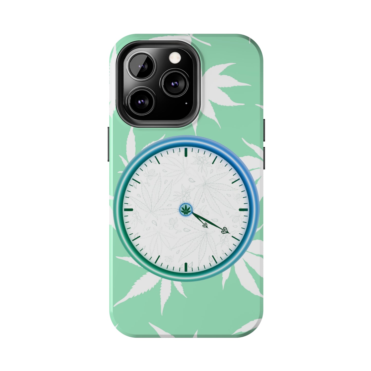 420 clock cannabis tough phone Cases cannabis leaf and 420 clock phone case for high end cannabist