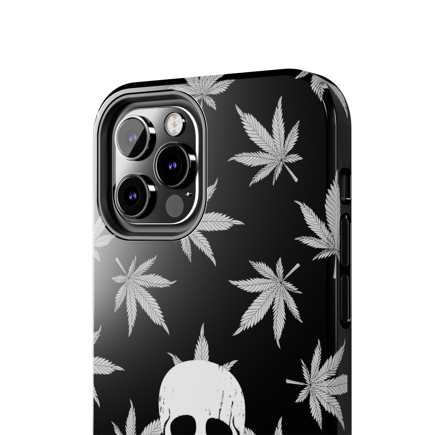 420 skull & crossbones tough phone case cannabis and jolly roger black and white weed skull phone case 420 gift for stoner pirates