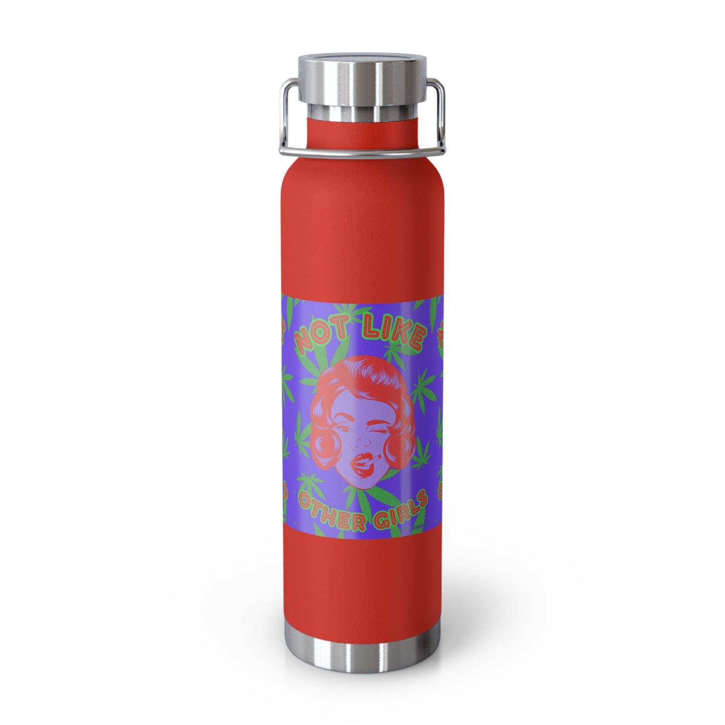 Not like Other Girls cannabis 420 retro vintage copper vacuum insulated bottle, 22oz. Great gift for high end stoner girl