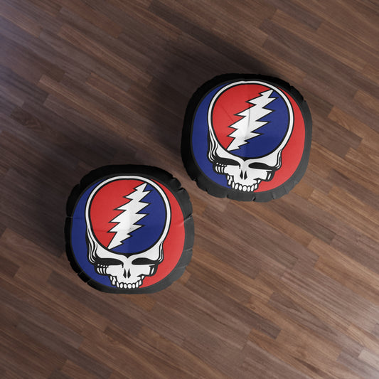 Classic Grateful Dead steal your face stealie home decor tufted round floor pillow, dead head decor